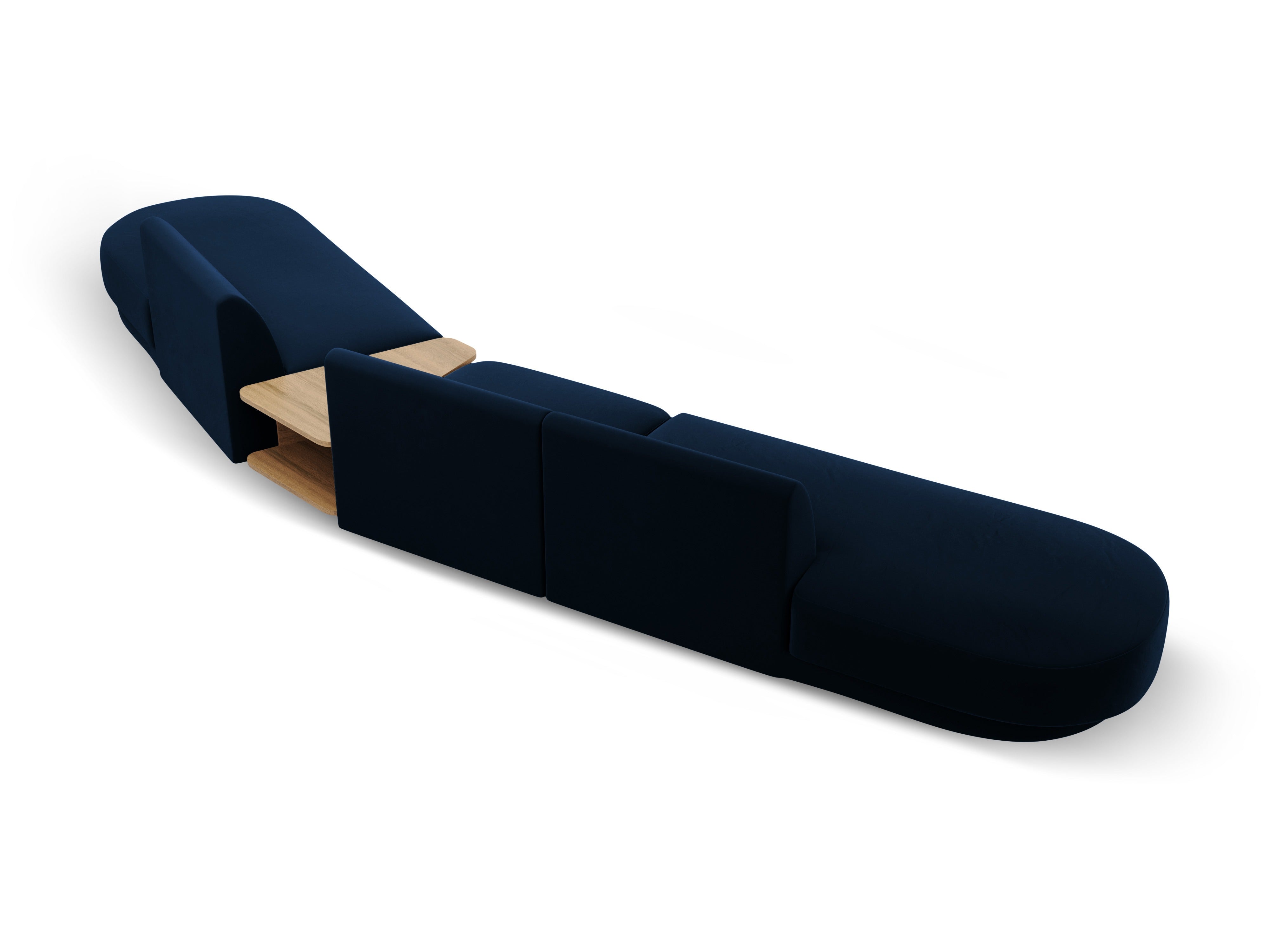 Modulares Sofa mit Tisch, 5-Sitzer, samtig, MILEY, königsblau