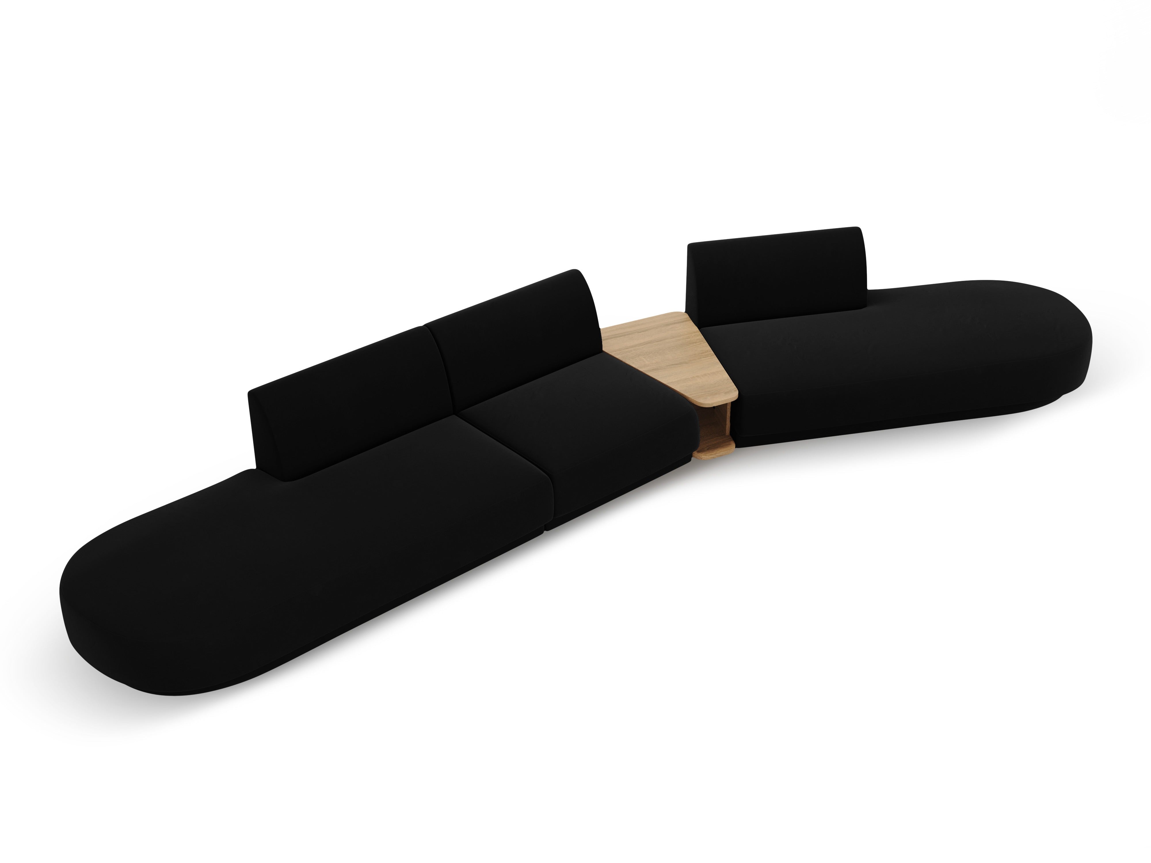 Modulares Sofa mit Tisch, 5-Sitzer, samt MILEY, schwarz