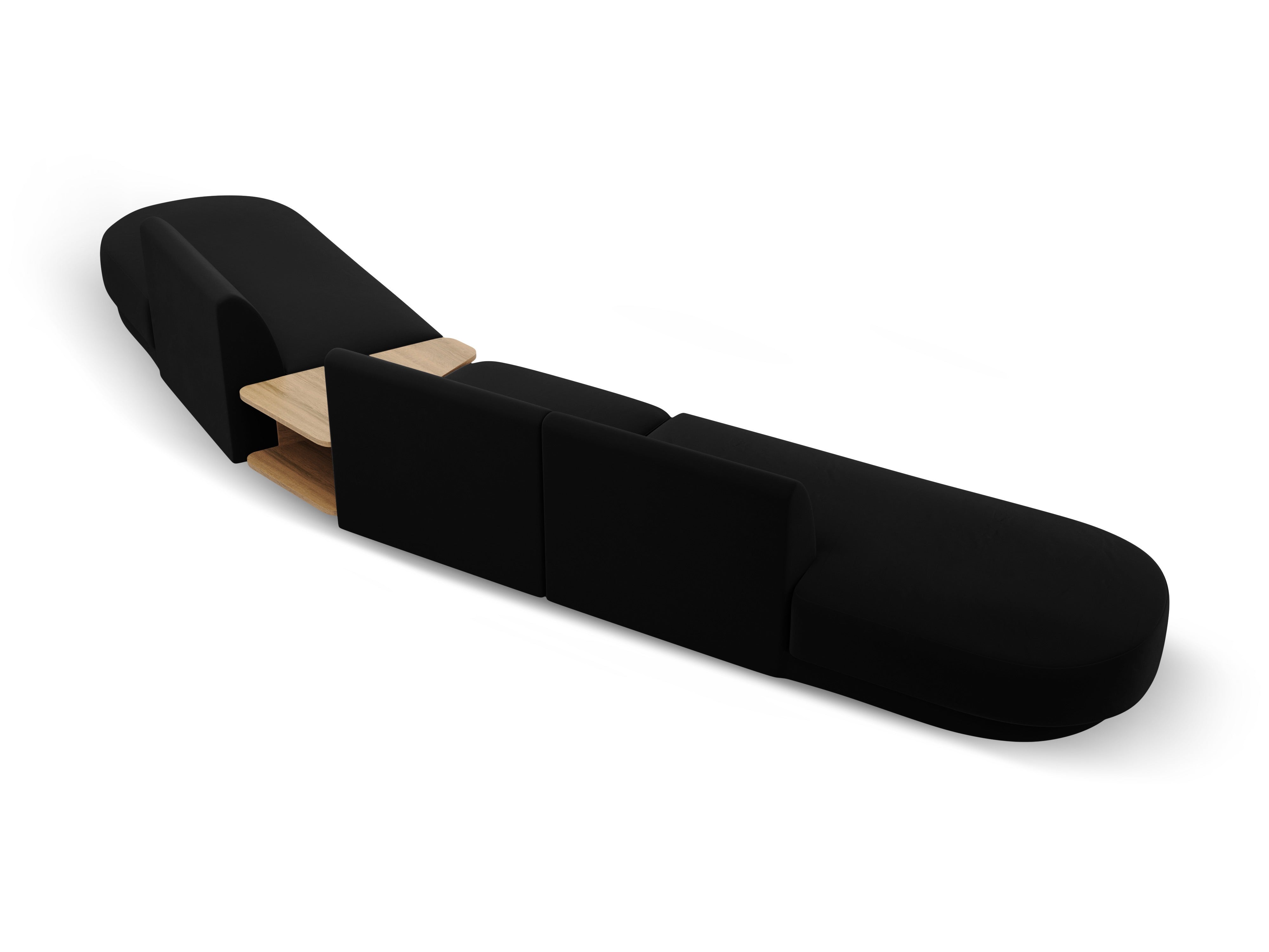 Modulares Sofa mit Tisch, 5-Sitzer, samt MILEY, schwarz