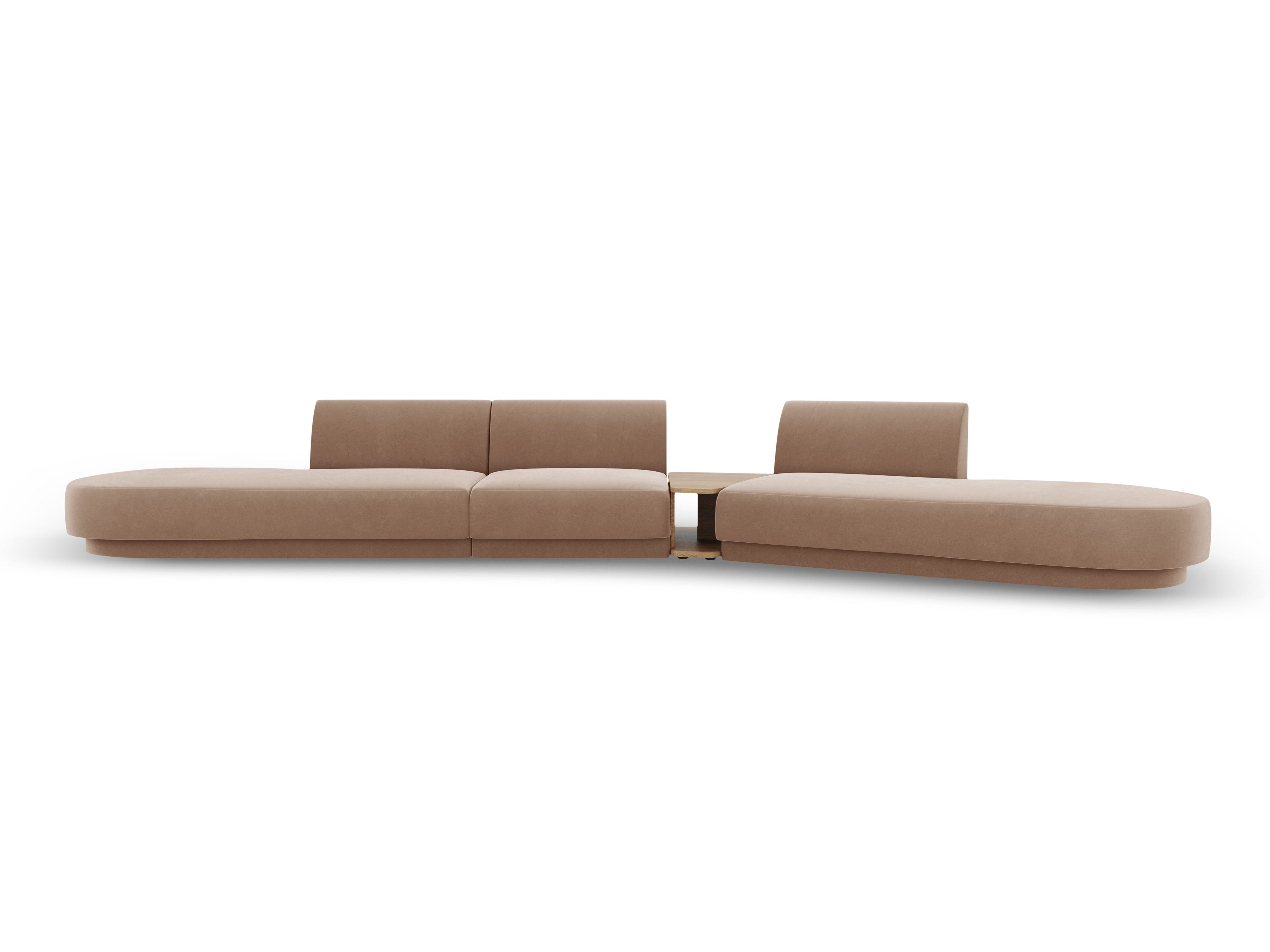 Modularsofa rechtsseitig mit Tisch, 5-sitzig, samt MILEY cappuccino