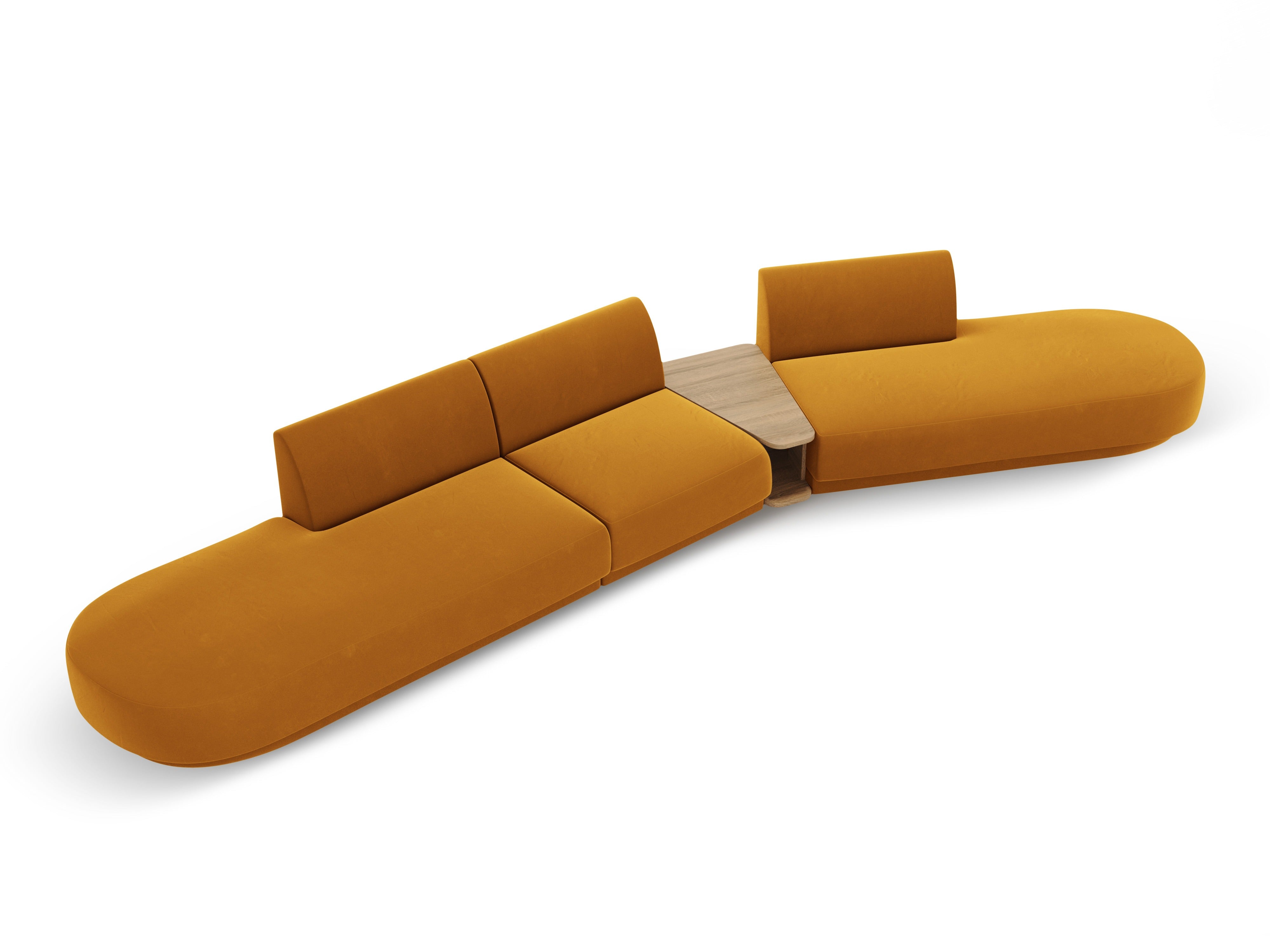Modularsofa rechts mit Tisch, 5-sitzig, samt MILEY, gelb