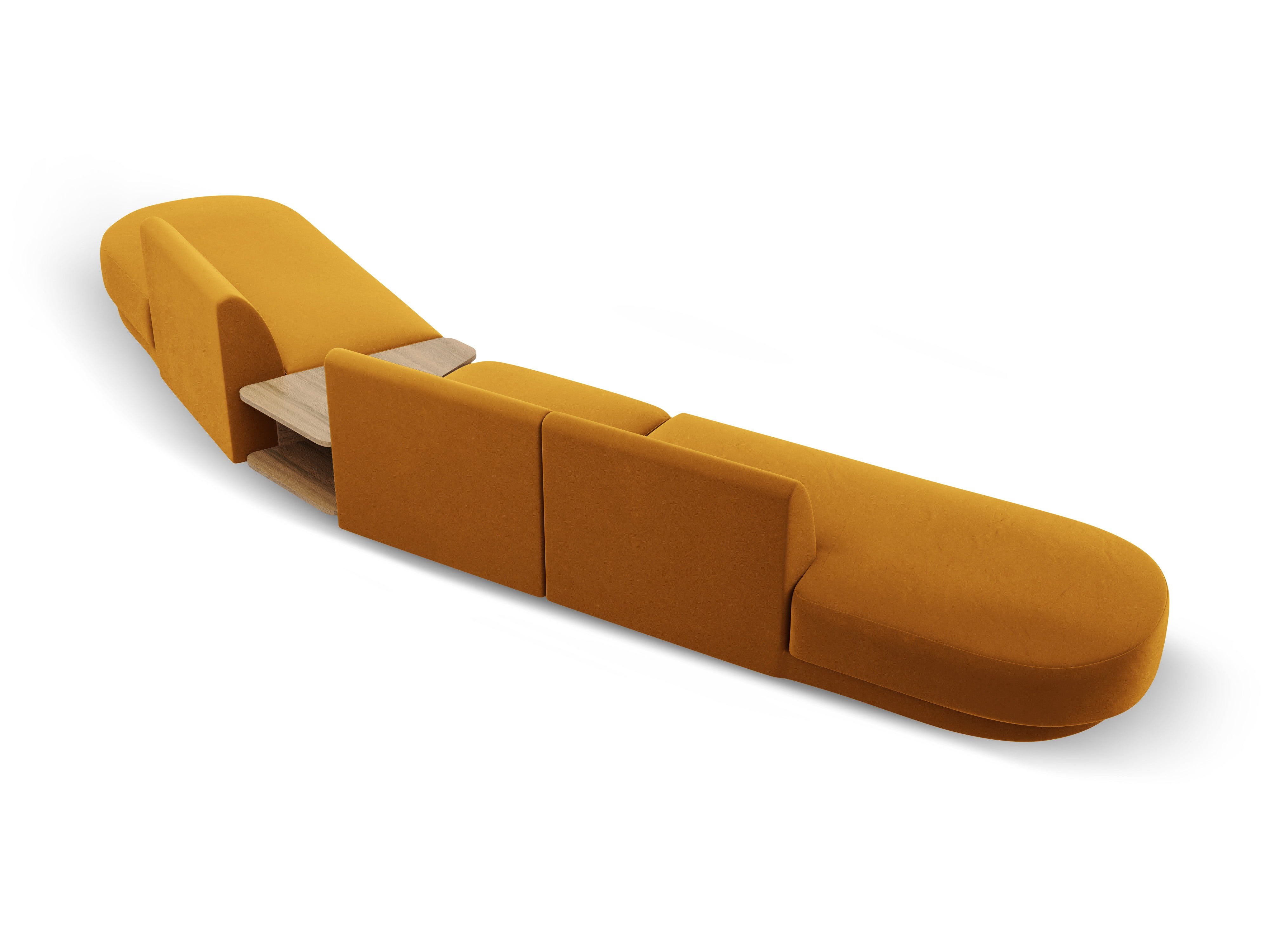 Modularsofa rechts mit Tisch, 5-sitzig, samt MILEY, gelb