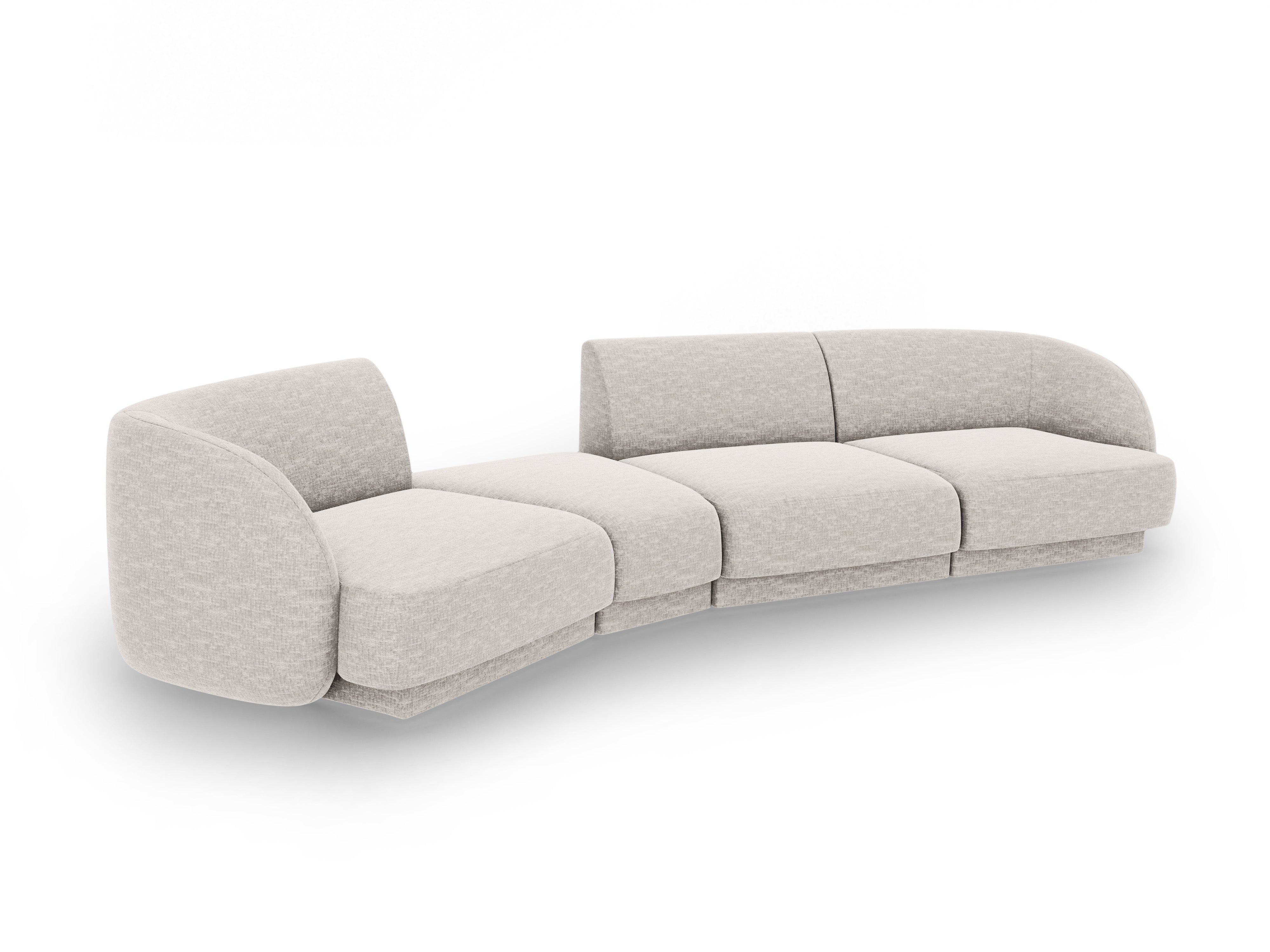 Modulares Sofa linksseitig für 6 Personen MILEY hellgrau samtig