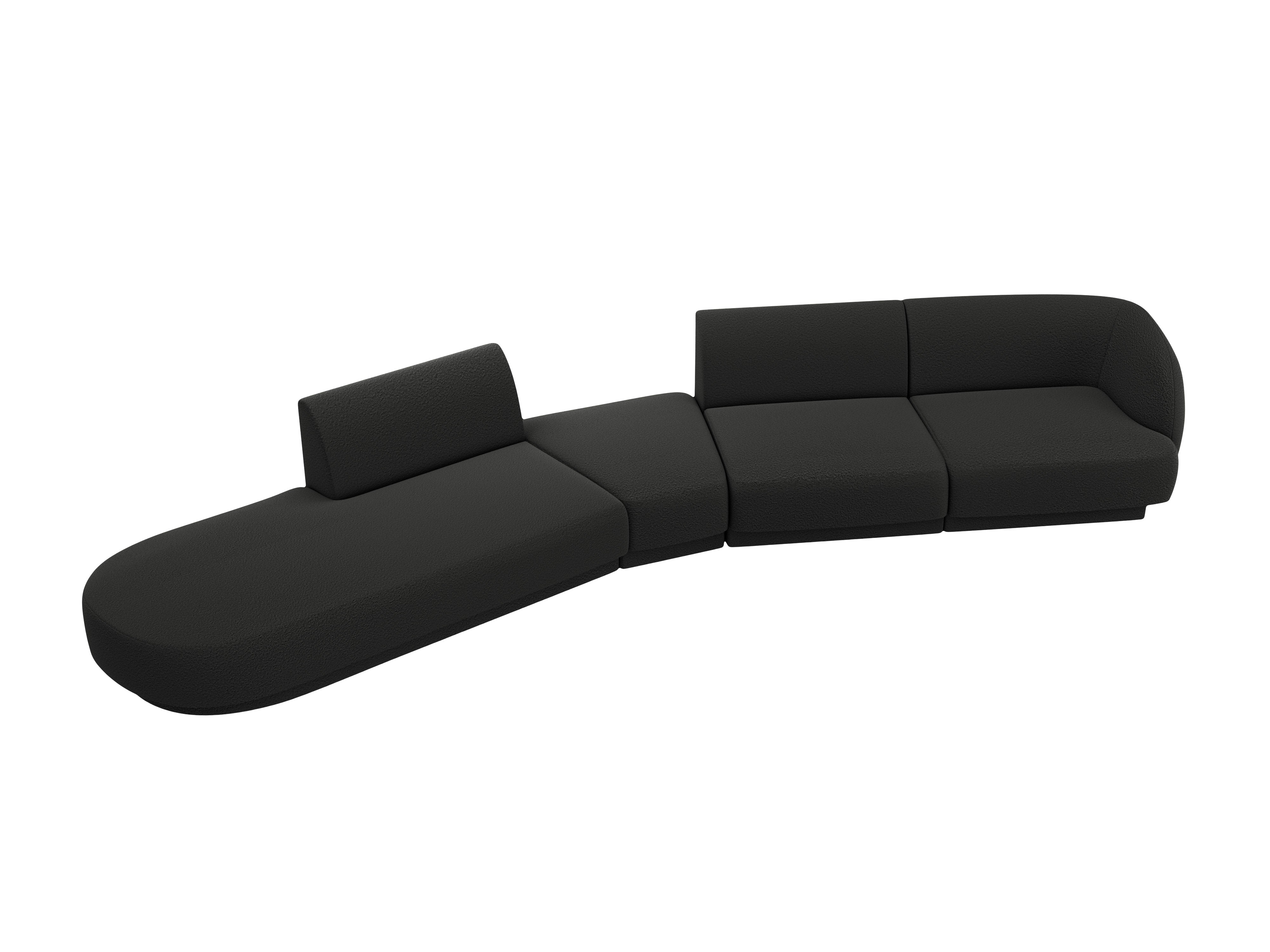 Modulares Ecksofa linksseitig für 7 Personen MILEY schwarz Boucle