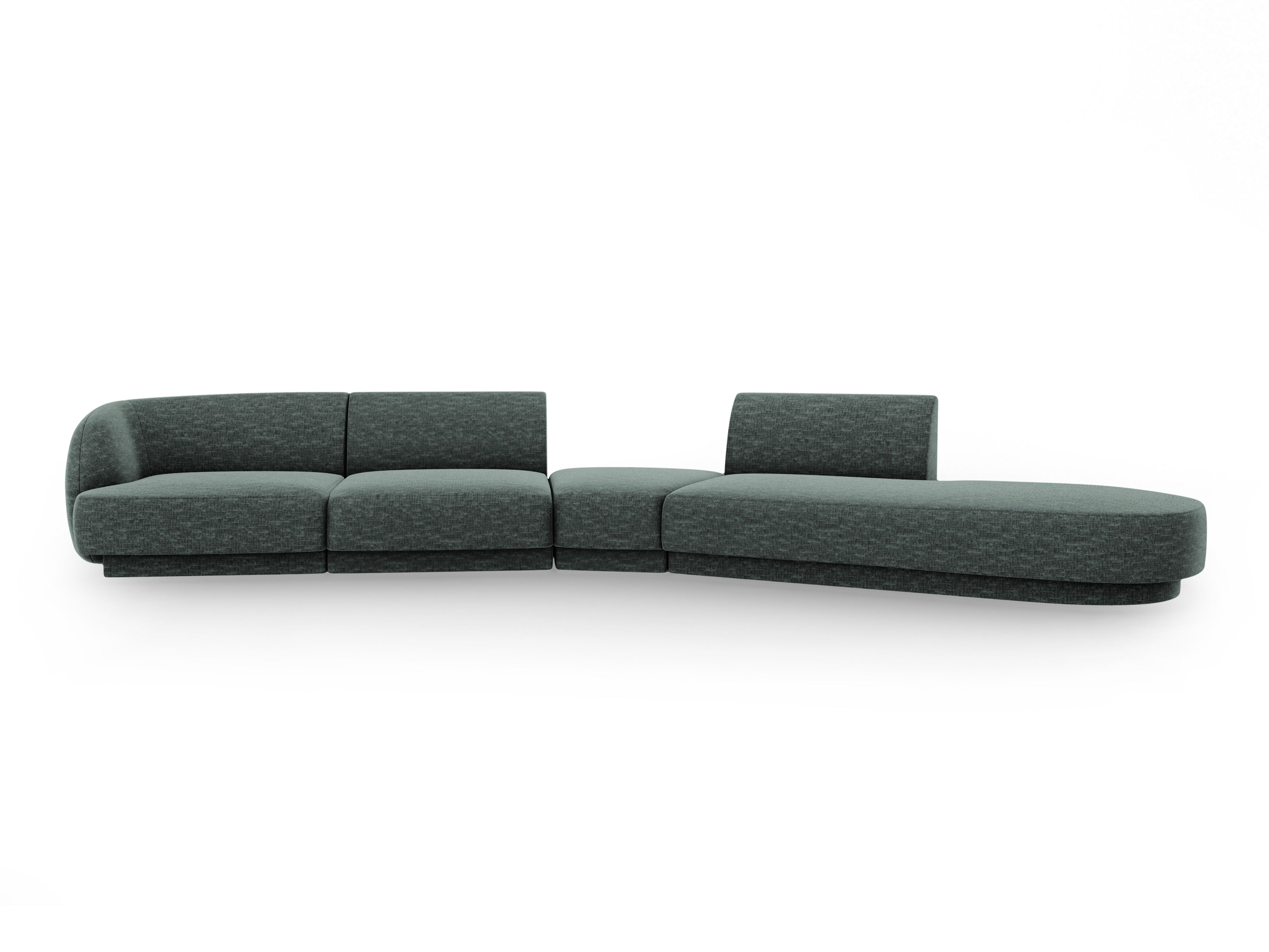 Modulares Ecksofa rechtsseitig für 7 Personen MILEY petrolblau samtig