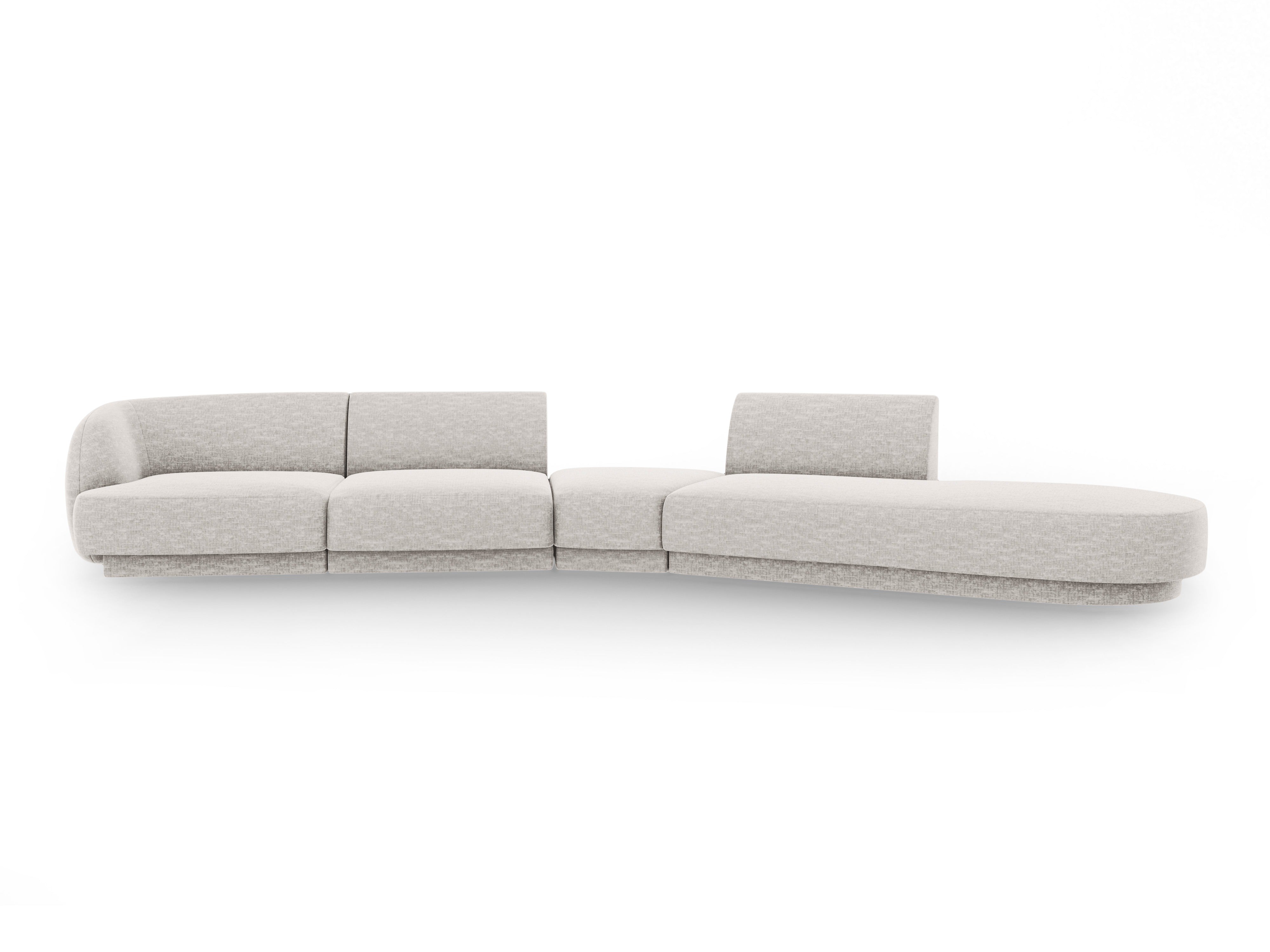 Right-facing modular corner sofa for 7 people MILEY light gray silky chenille