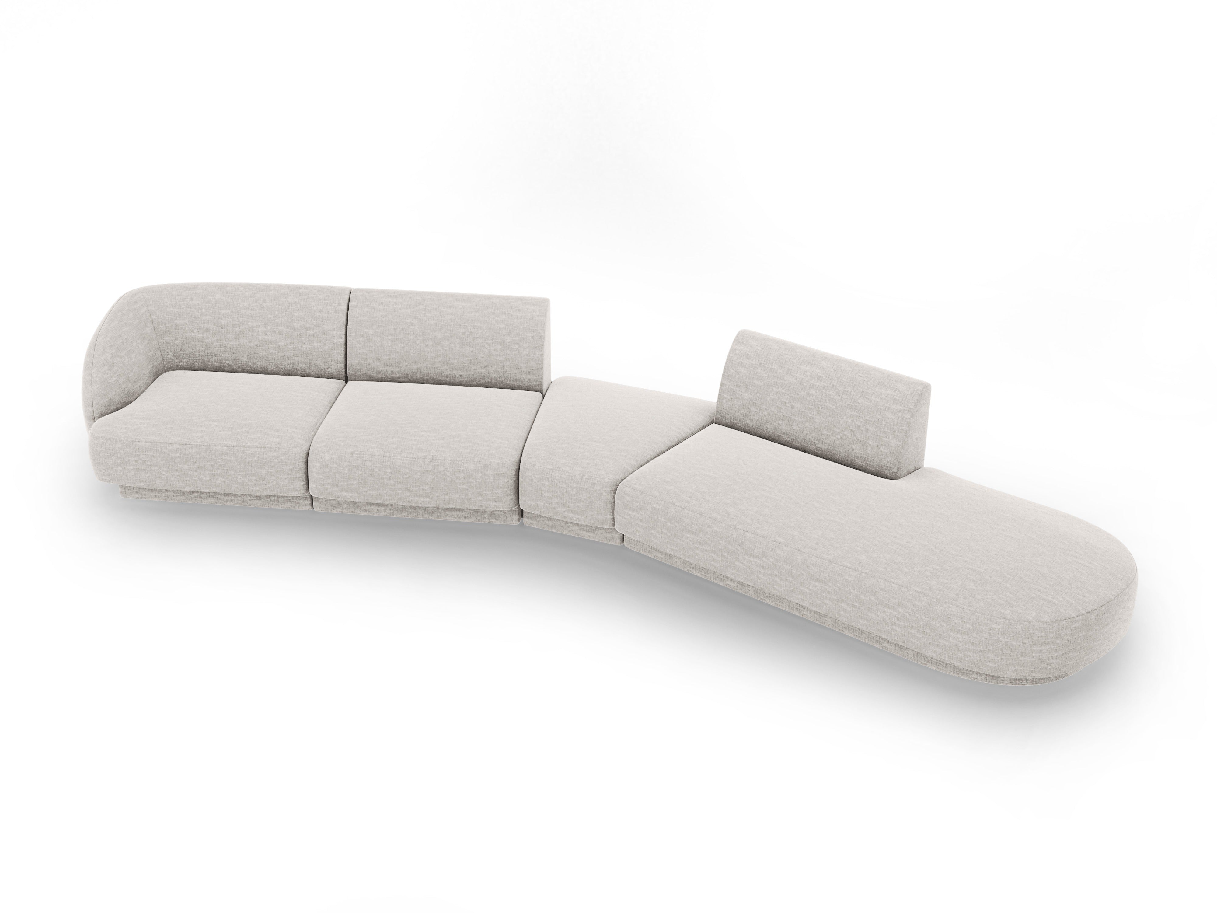 Right-facing modular corner sofa for 7 people MILEY light gray silky chenille