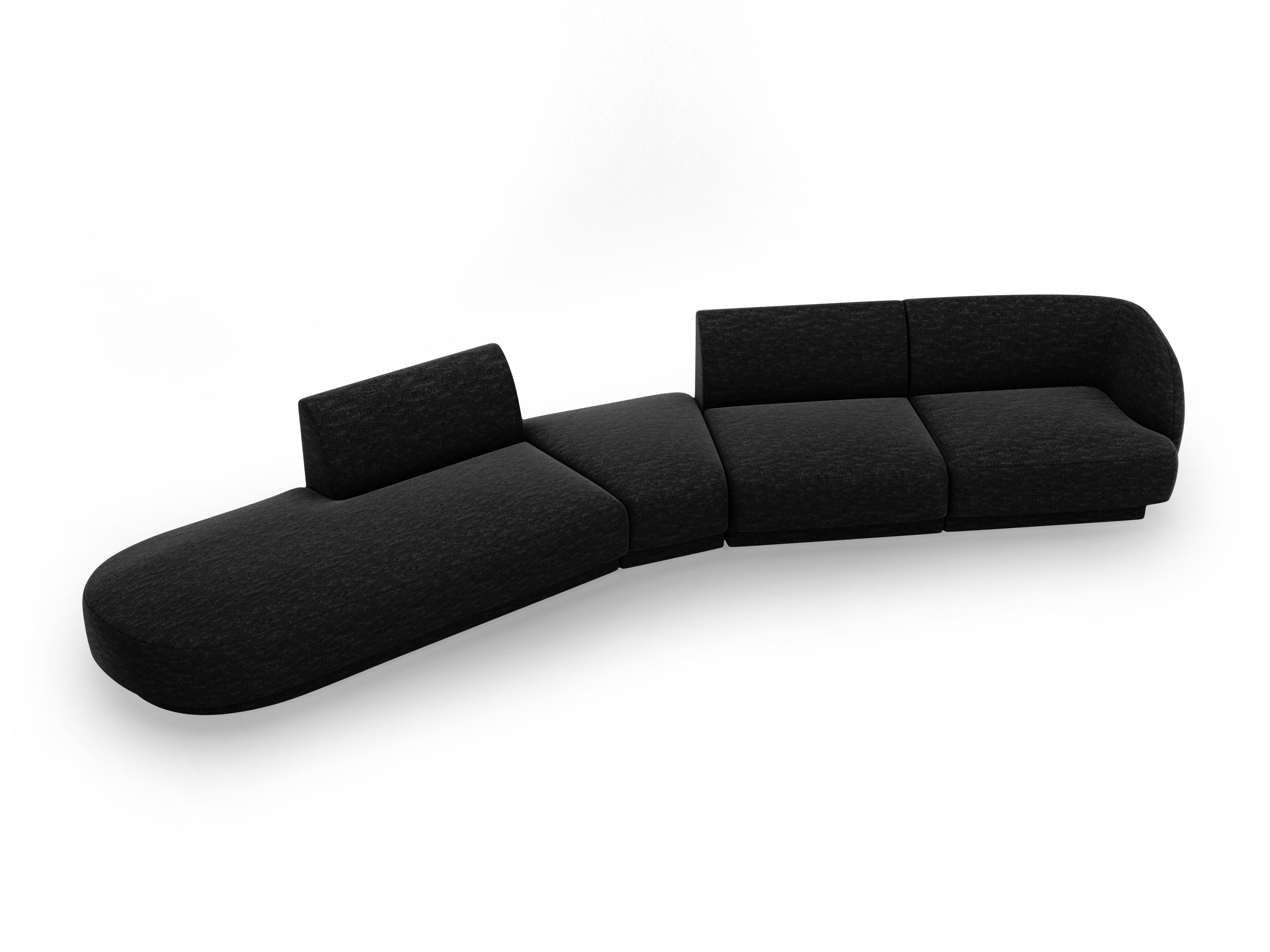 Left-facing modular corner sofa for 7 people MILEY black silky chenille