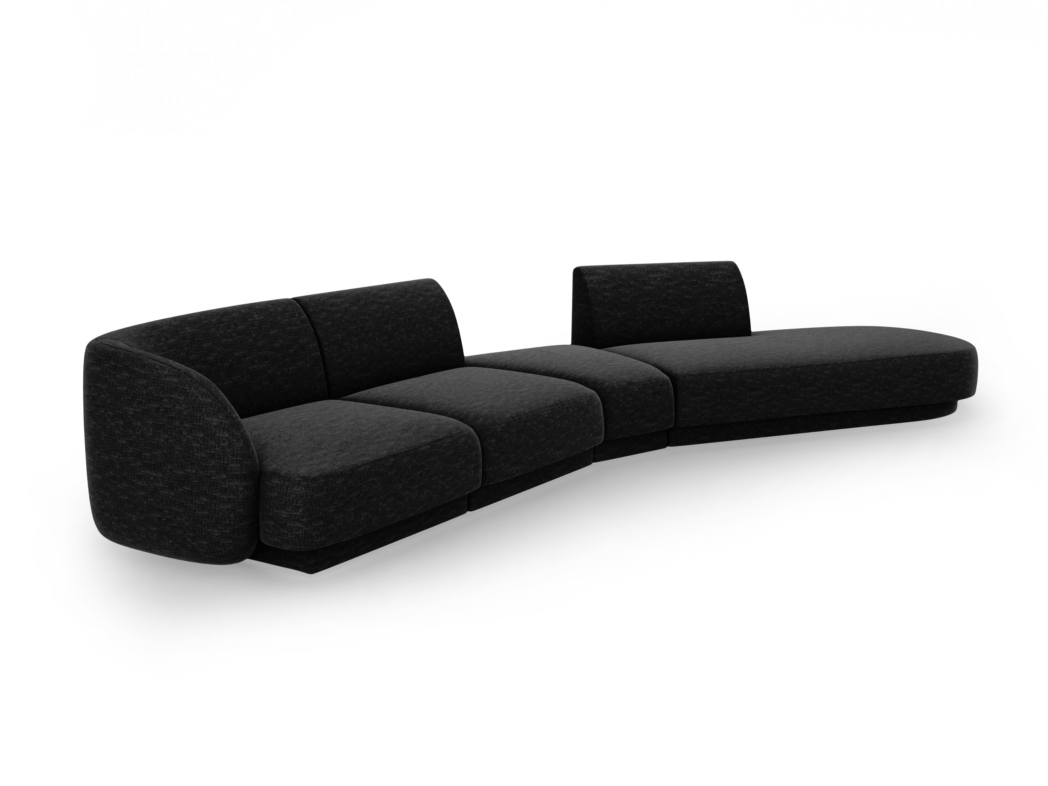 Modulares Ecksofa rechtsseitig für 7 Personen MILEY schwarzer schimmernder Chenille