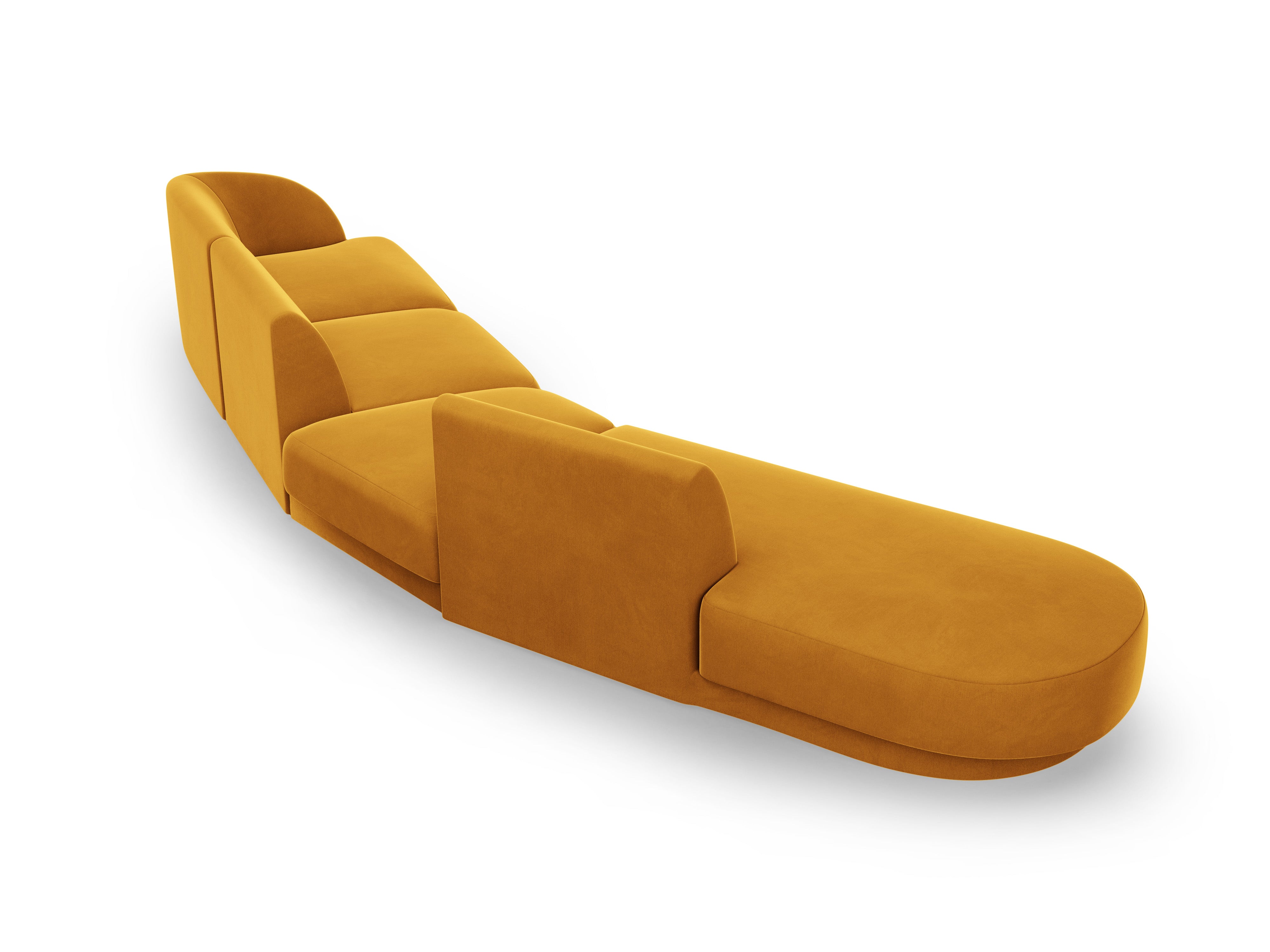 Modular velvet left-sided corner sofa for 7 people MILEY yellow
