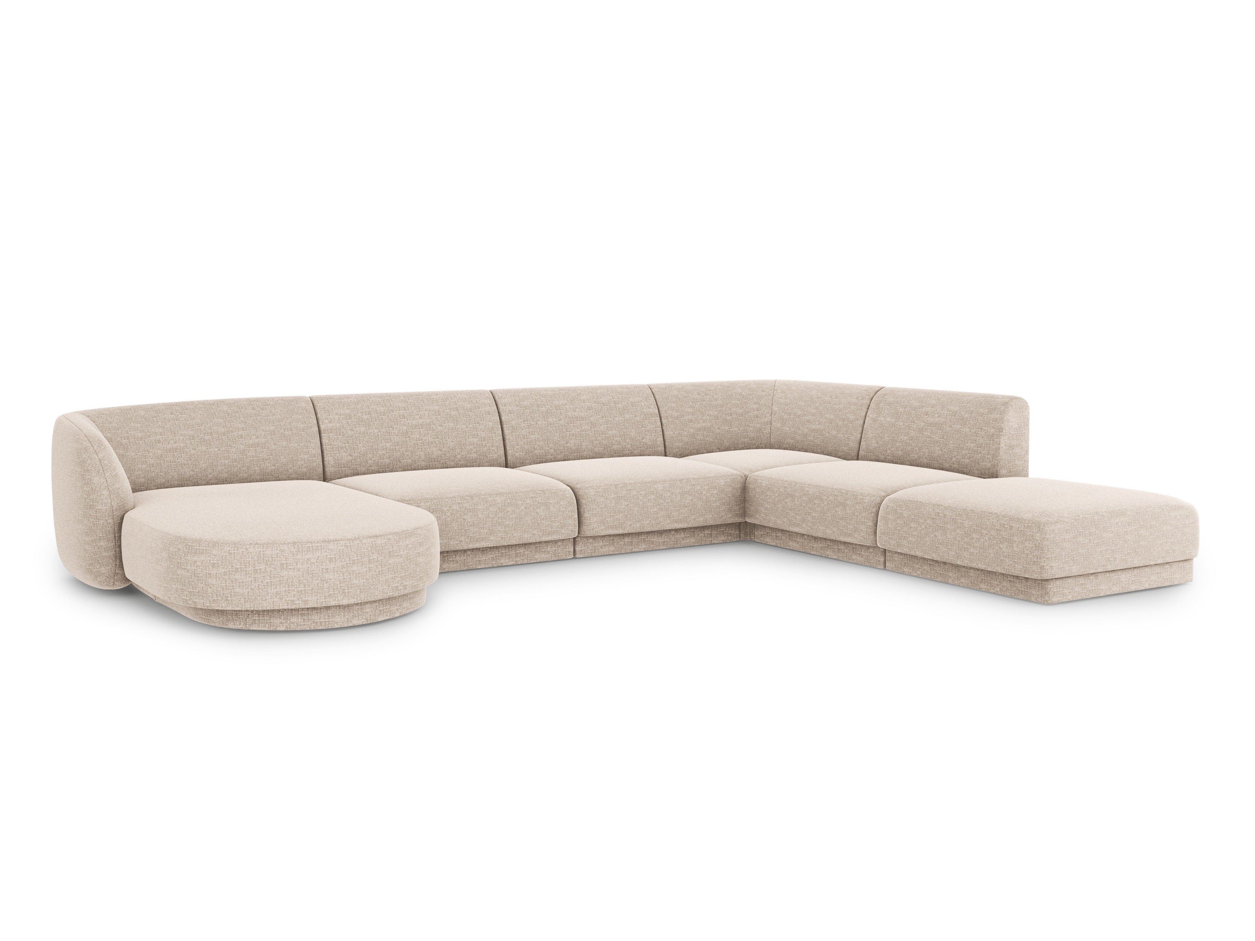 Right-facing U-shaped corner sofa MILEY beige chenille