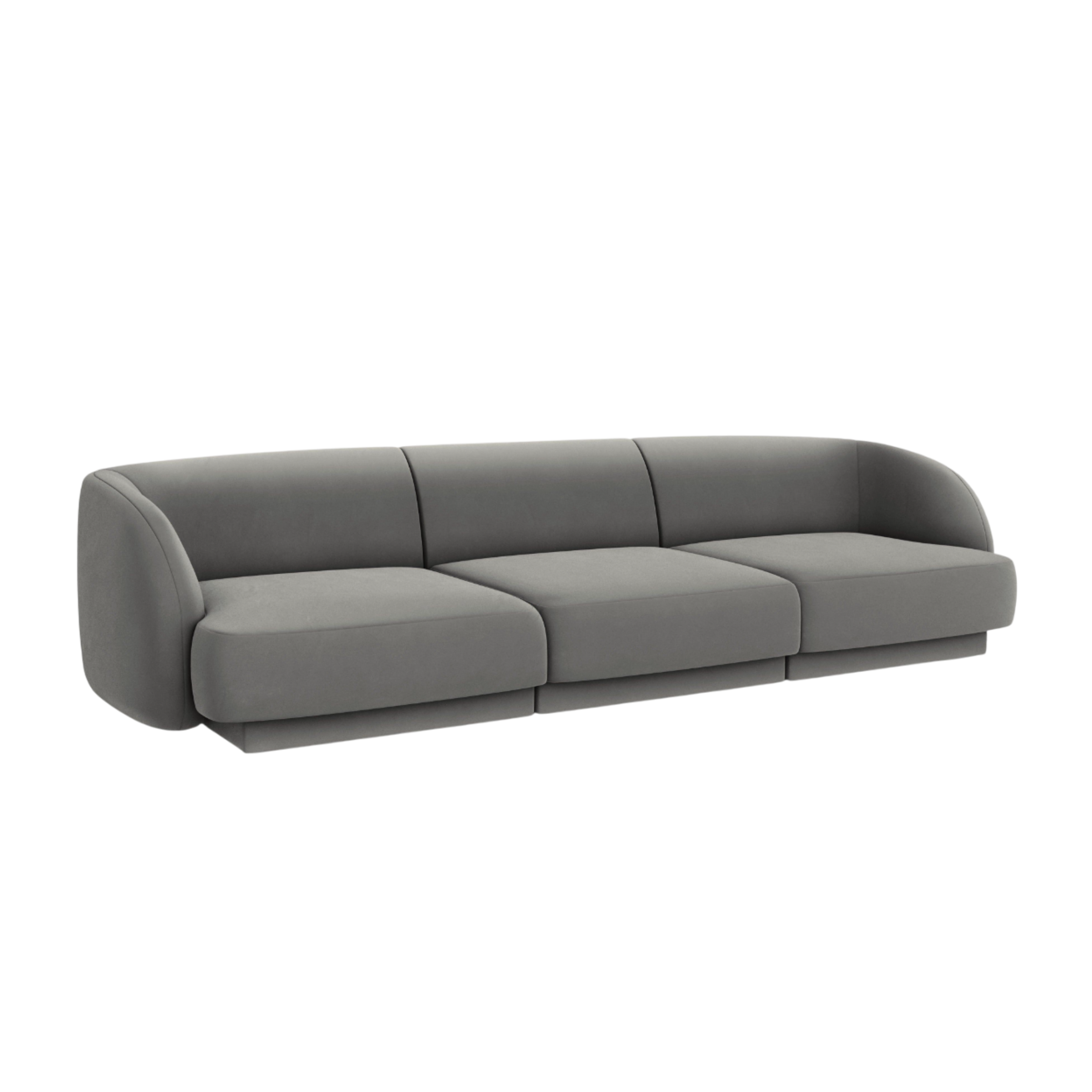 Velvet 3-Seater Sofa MILEY Light Gray [Monika corrected]