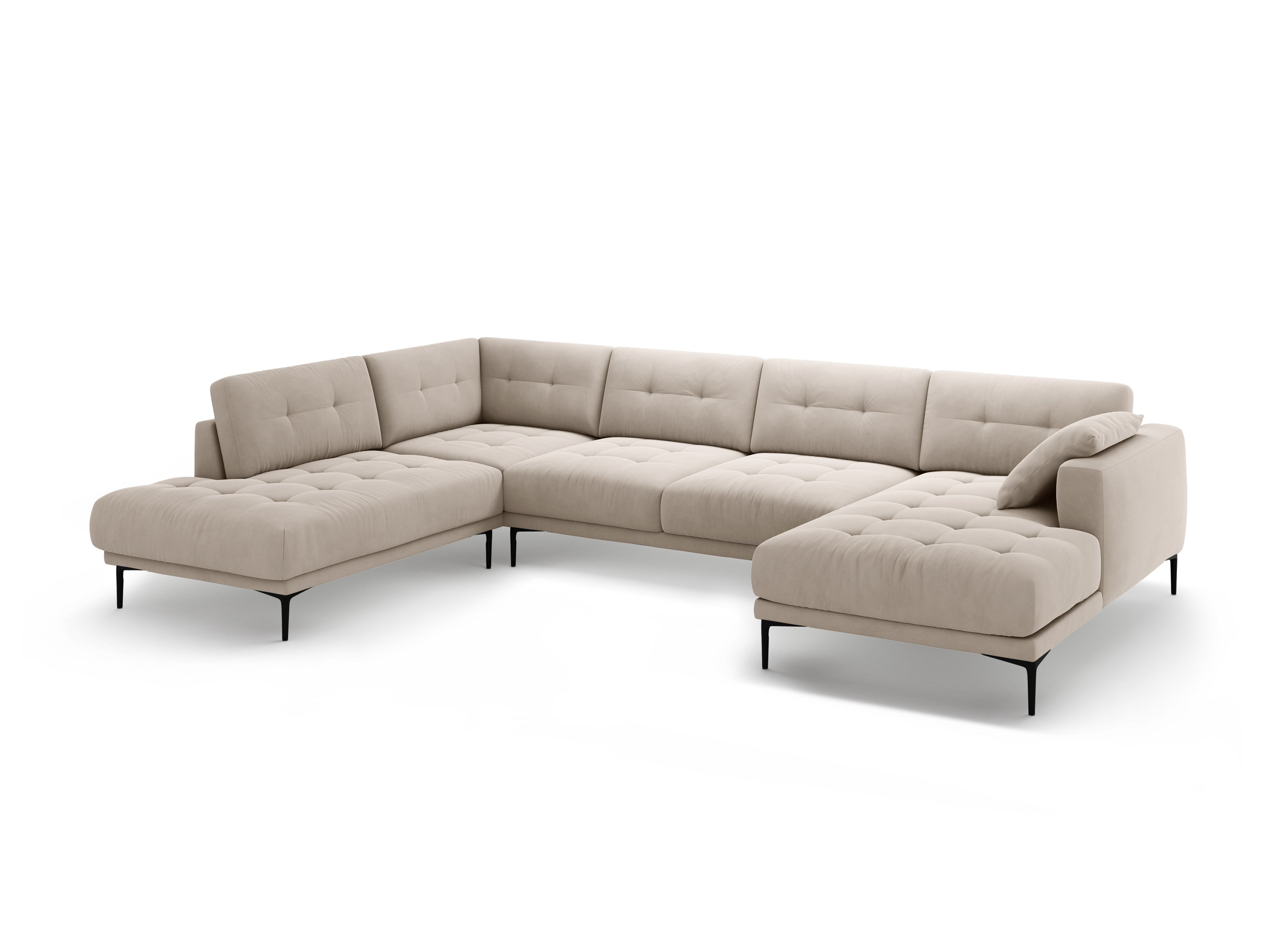Left-sided panoramic velvet corner sofa BEMY beige