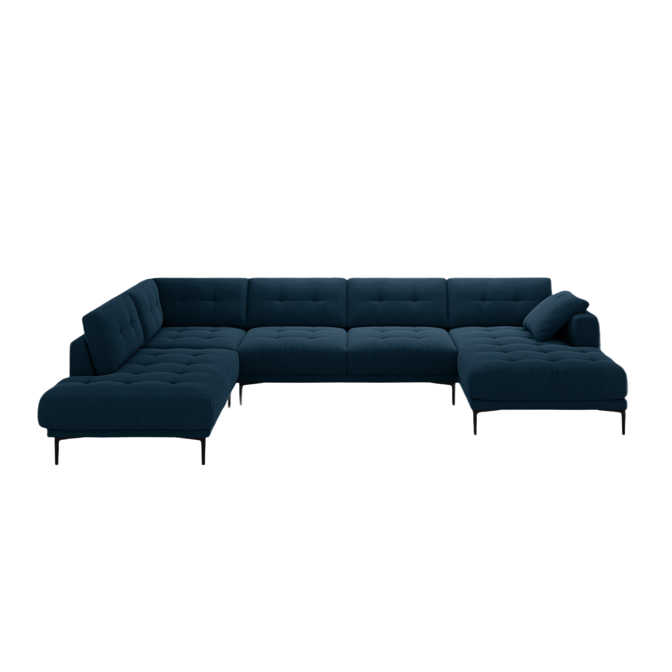 Left-sided panoramic velvet corner sofa BEMY royal blue