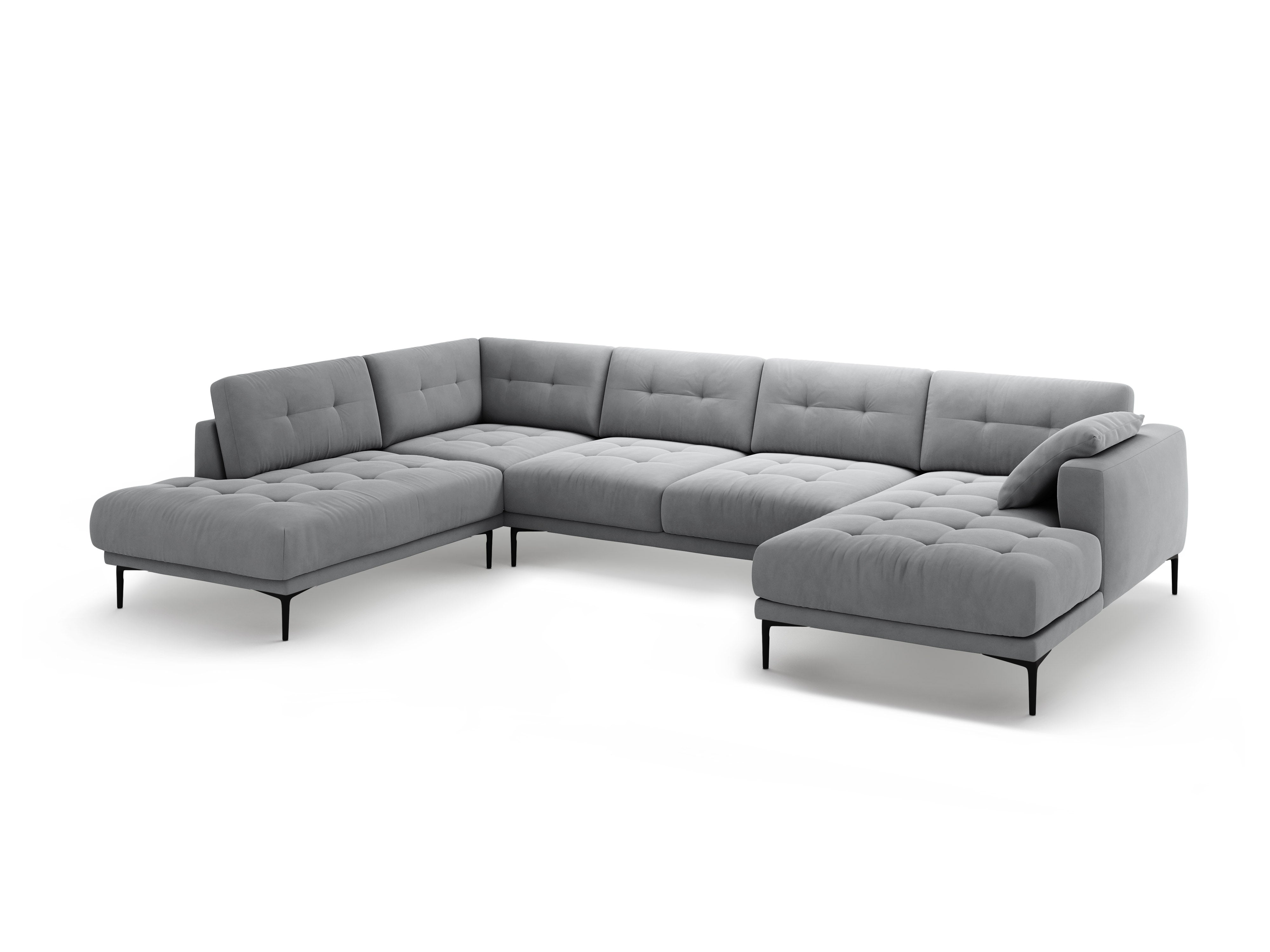 Left-sided panoramic velvet corner sofa BEMY gray