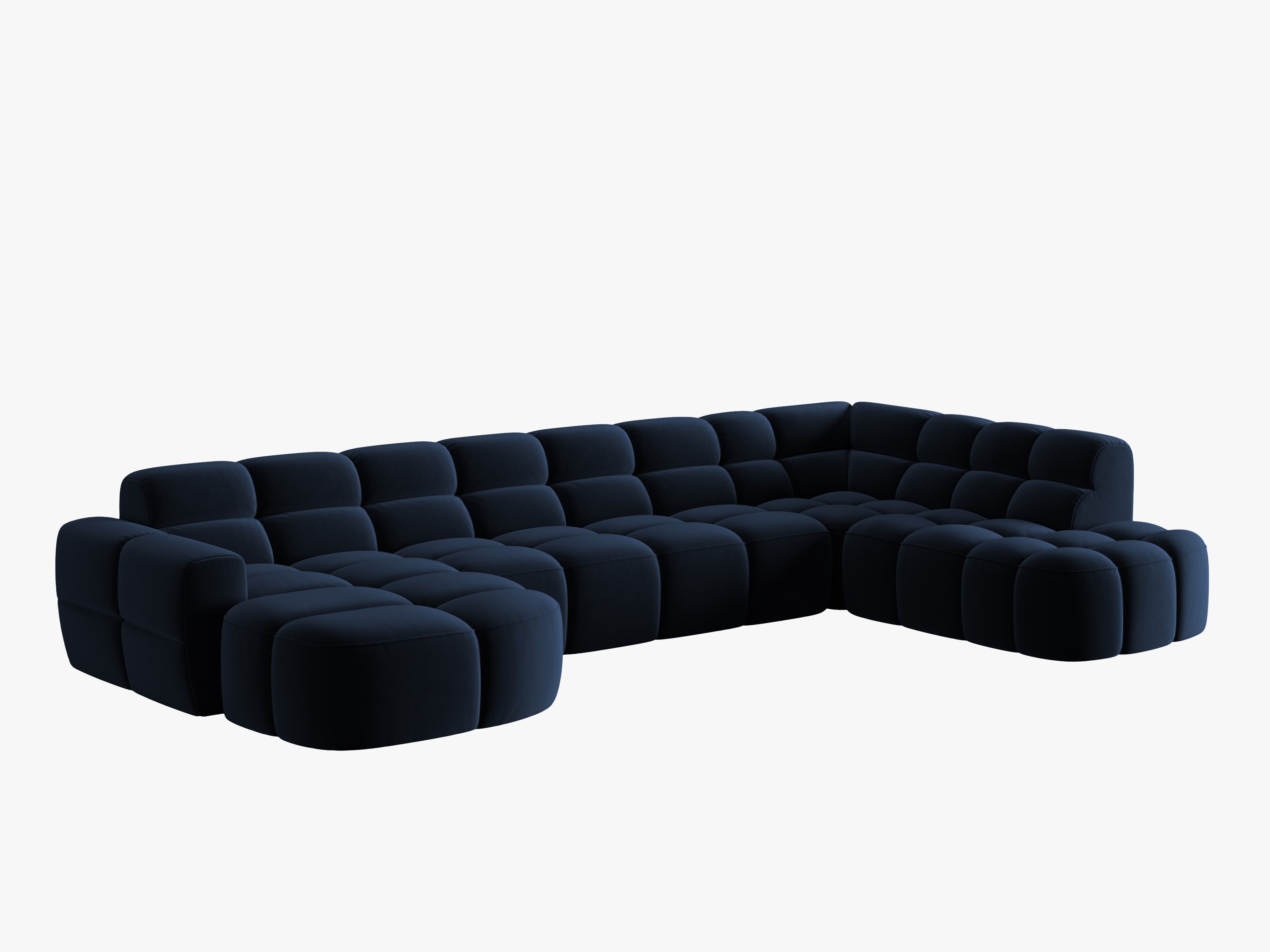 Samt-Ecksofa mit Panoramafunktion rechts LISA in königsblau