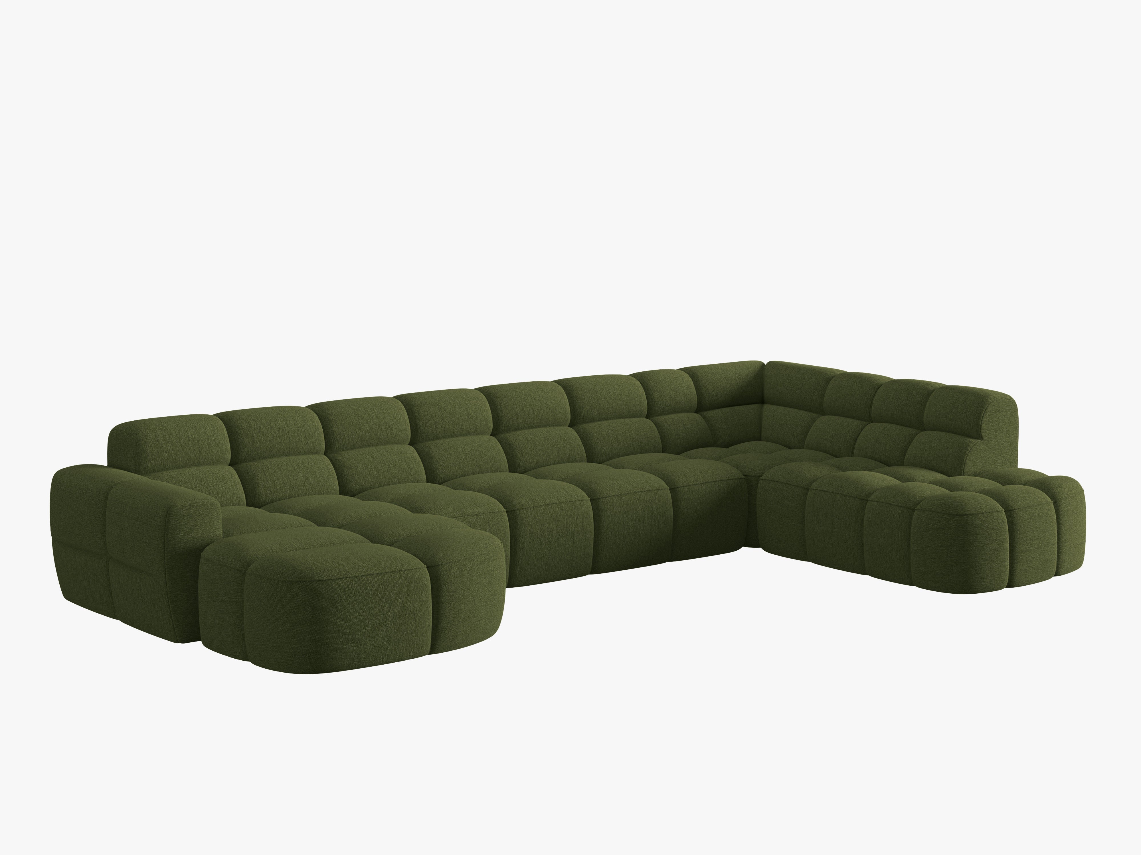 Panoramarechts-Ecksofa LISA grün Chenille