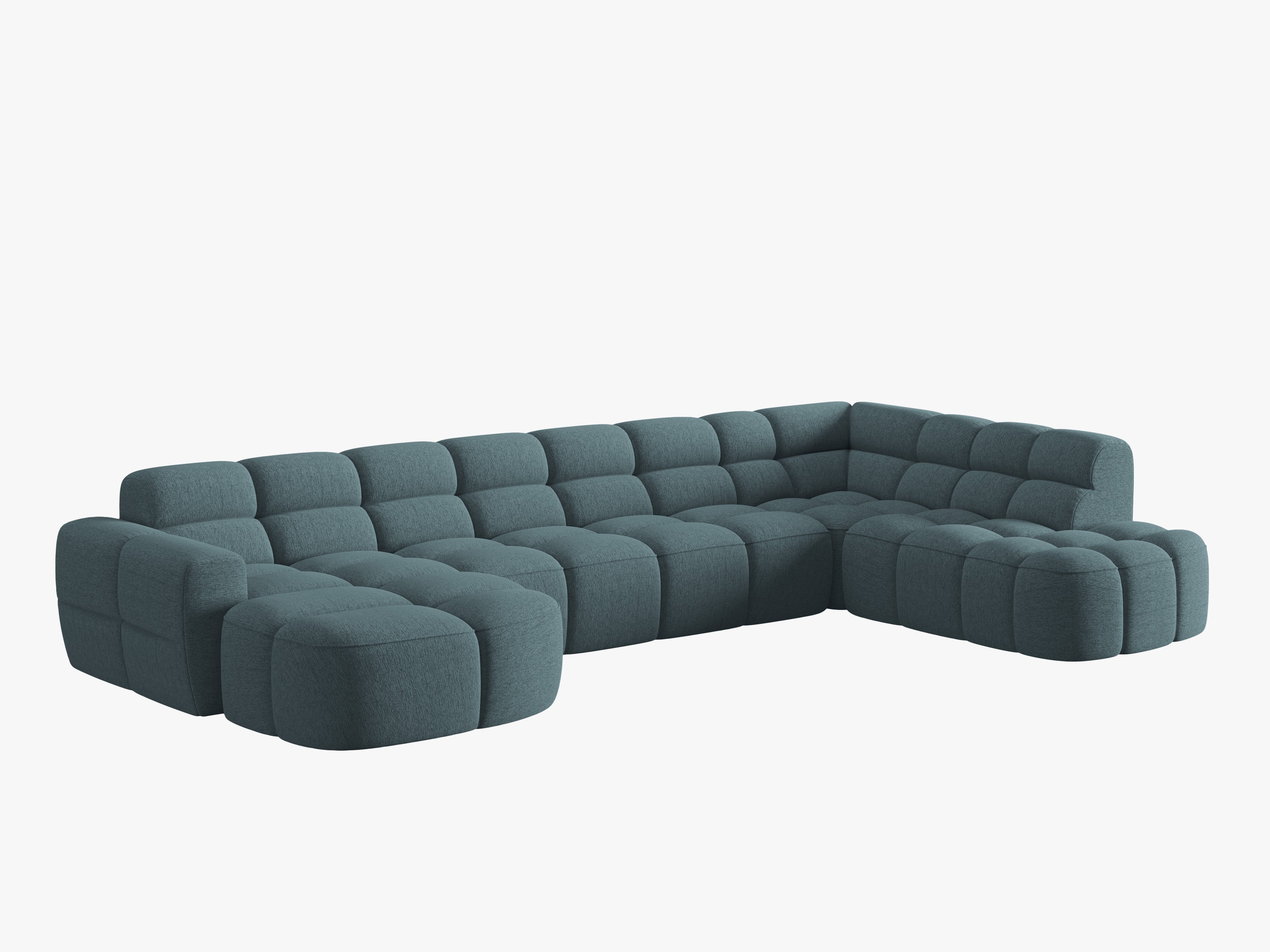 Panoramarechtschwenksofa LISA hellblaues Chenille
