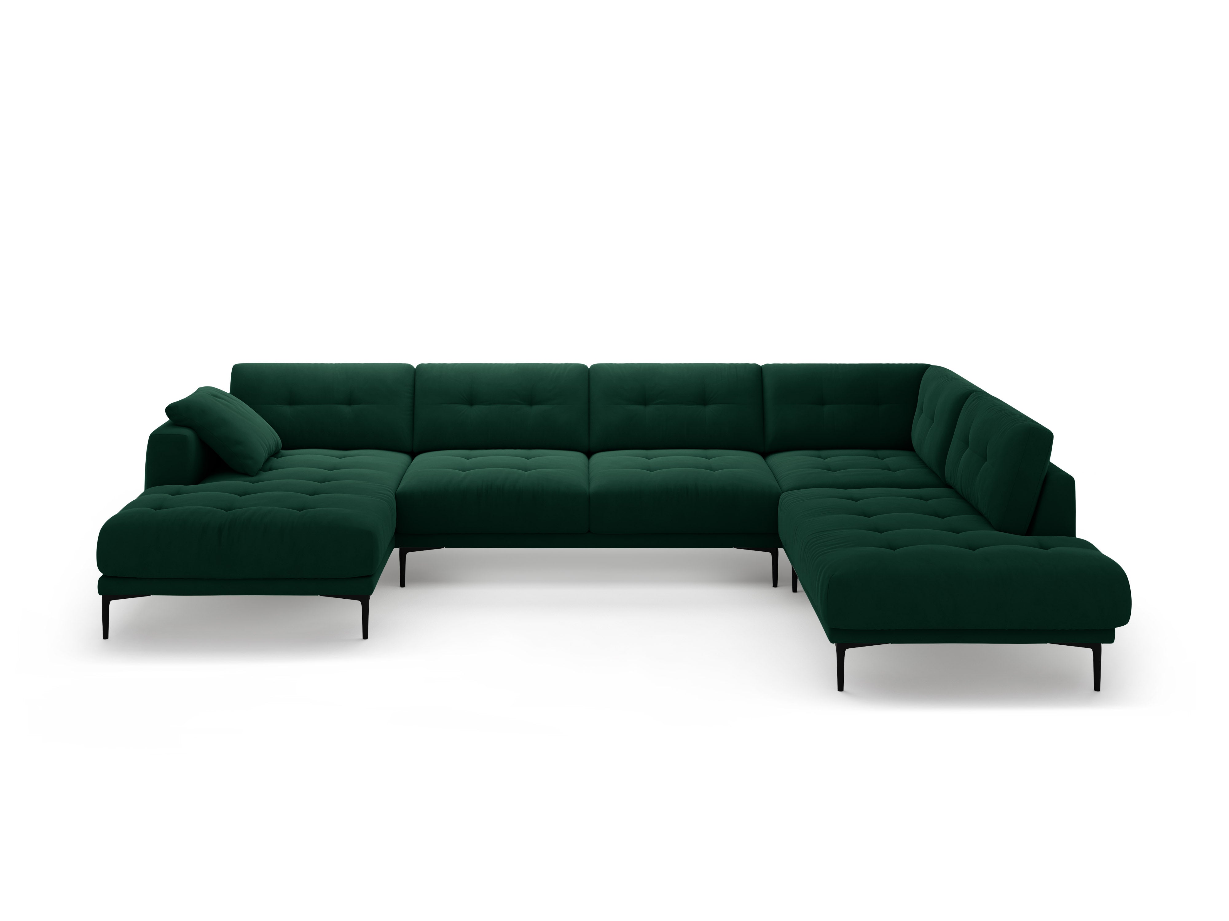 Right-facing panoramic corner sofa velvet BEMY bottle green