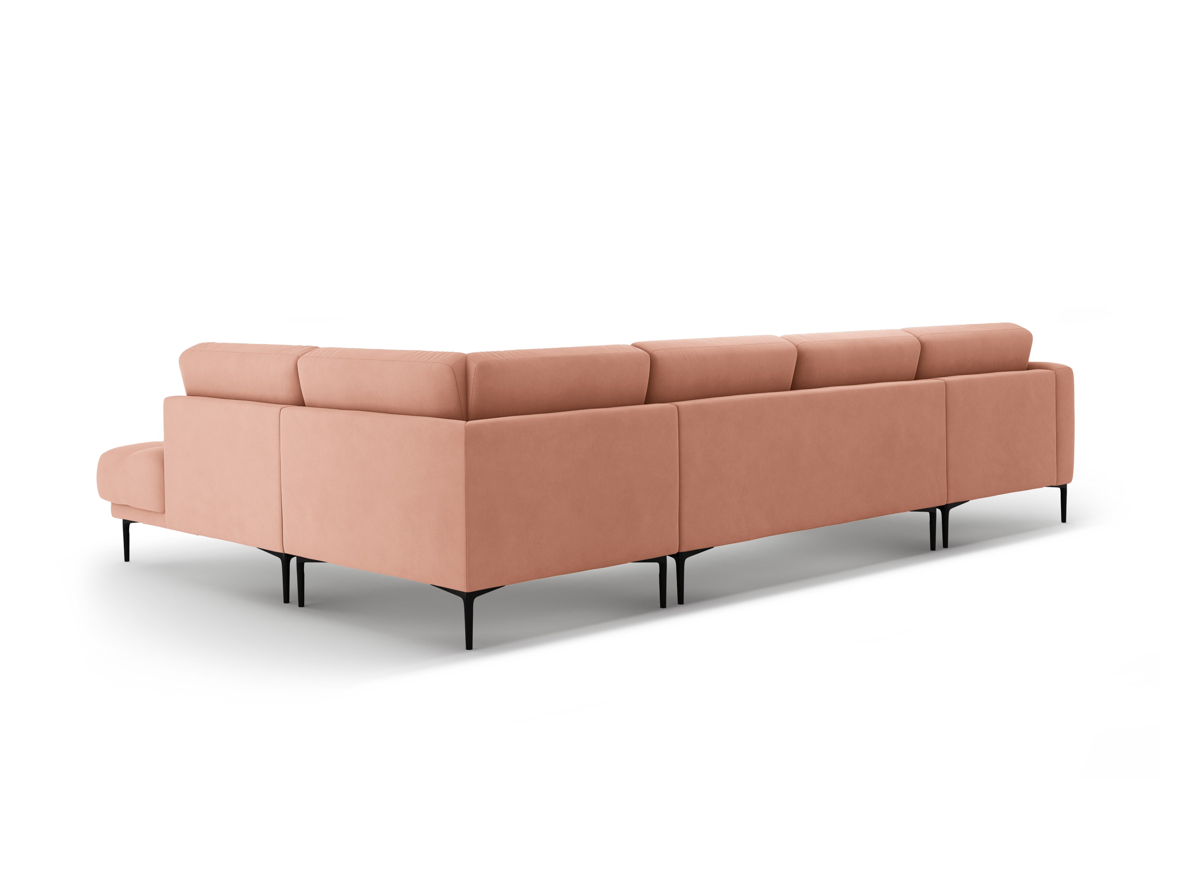 Right-facing panoramic corner sofa velvet BEMY pink