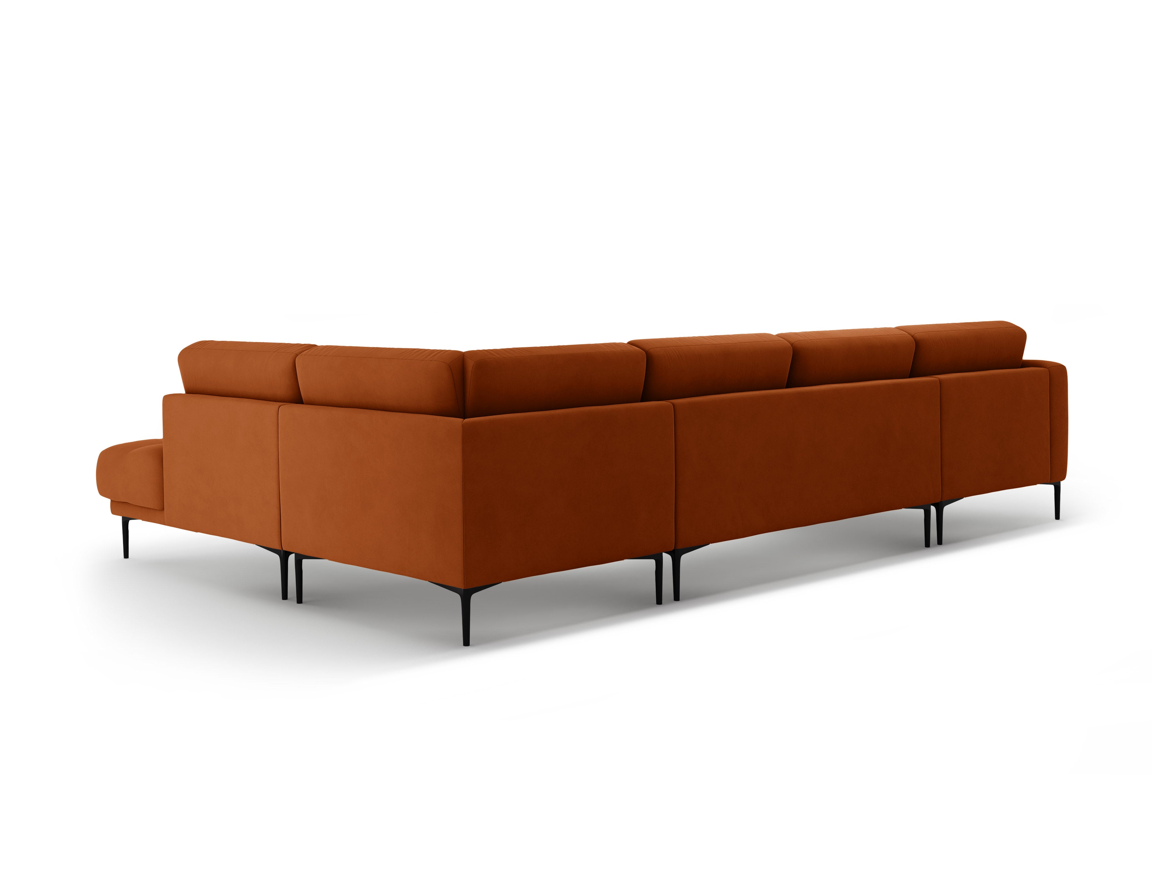 Right-sided panoramic corner sofa velvet BEMY terracotta