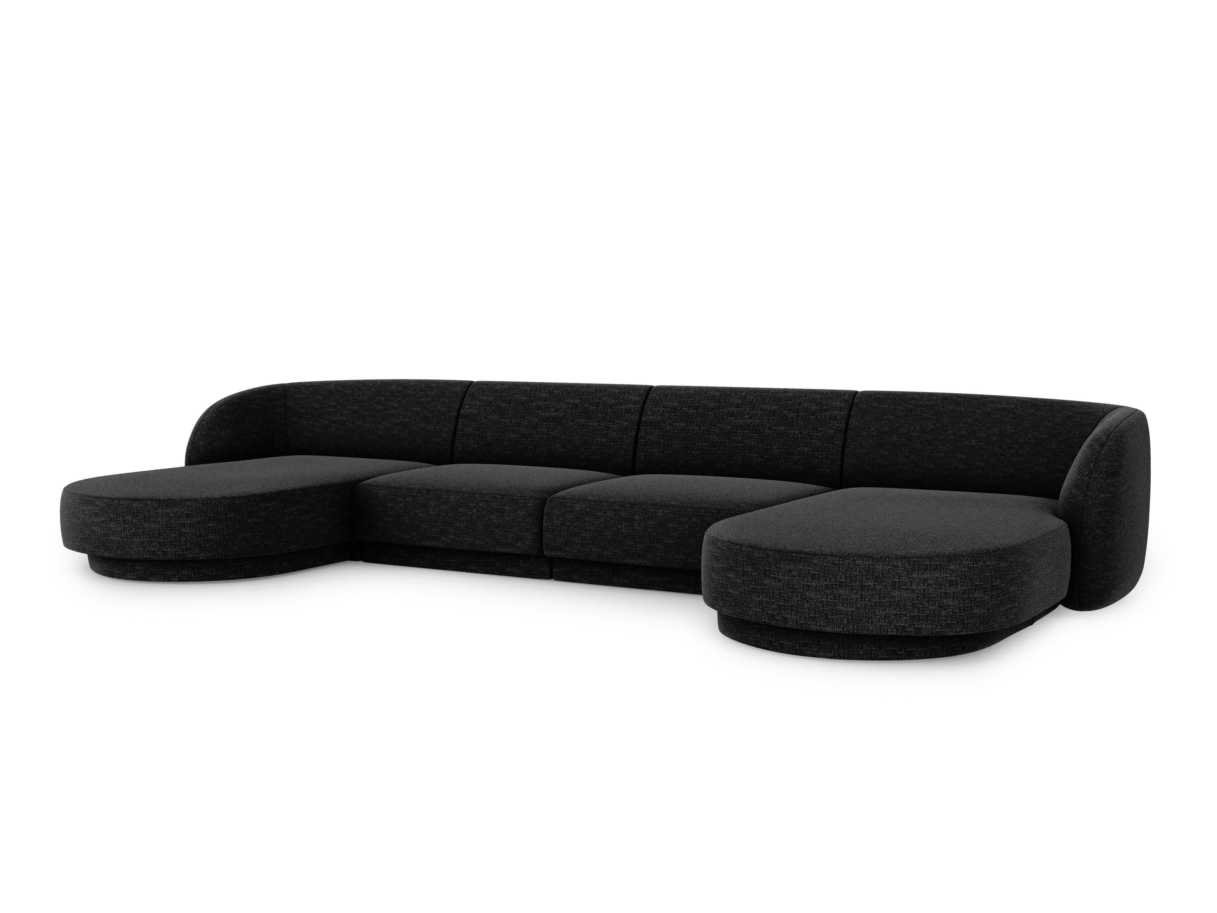 U-förmiger Ecksofa MILEY schwarzer Chenille