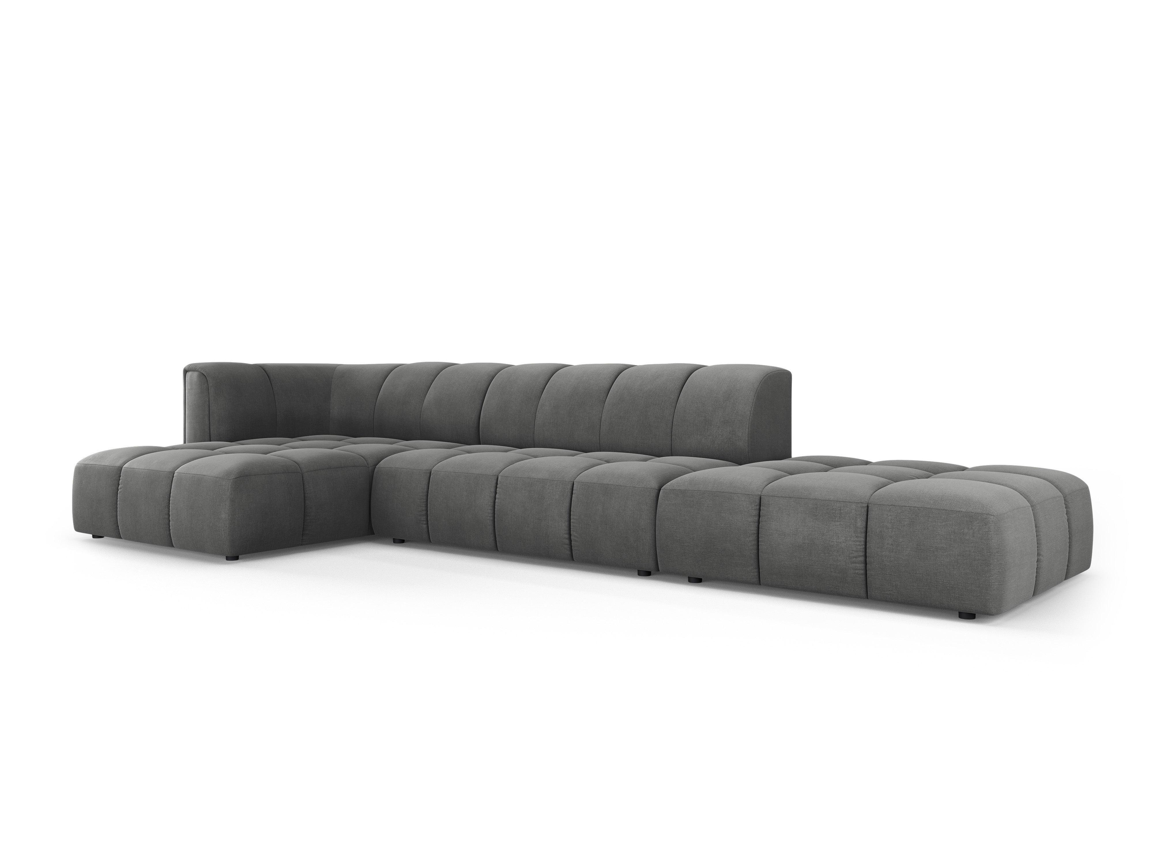 Corner sofa 5 seater left open FRANCESCA dark grey chenille Milo Casa Eye on Design