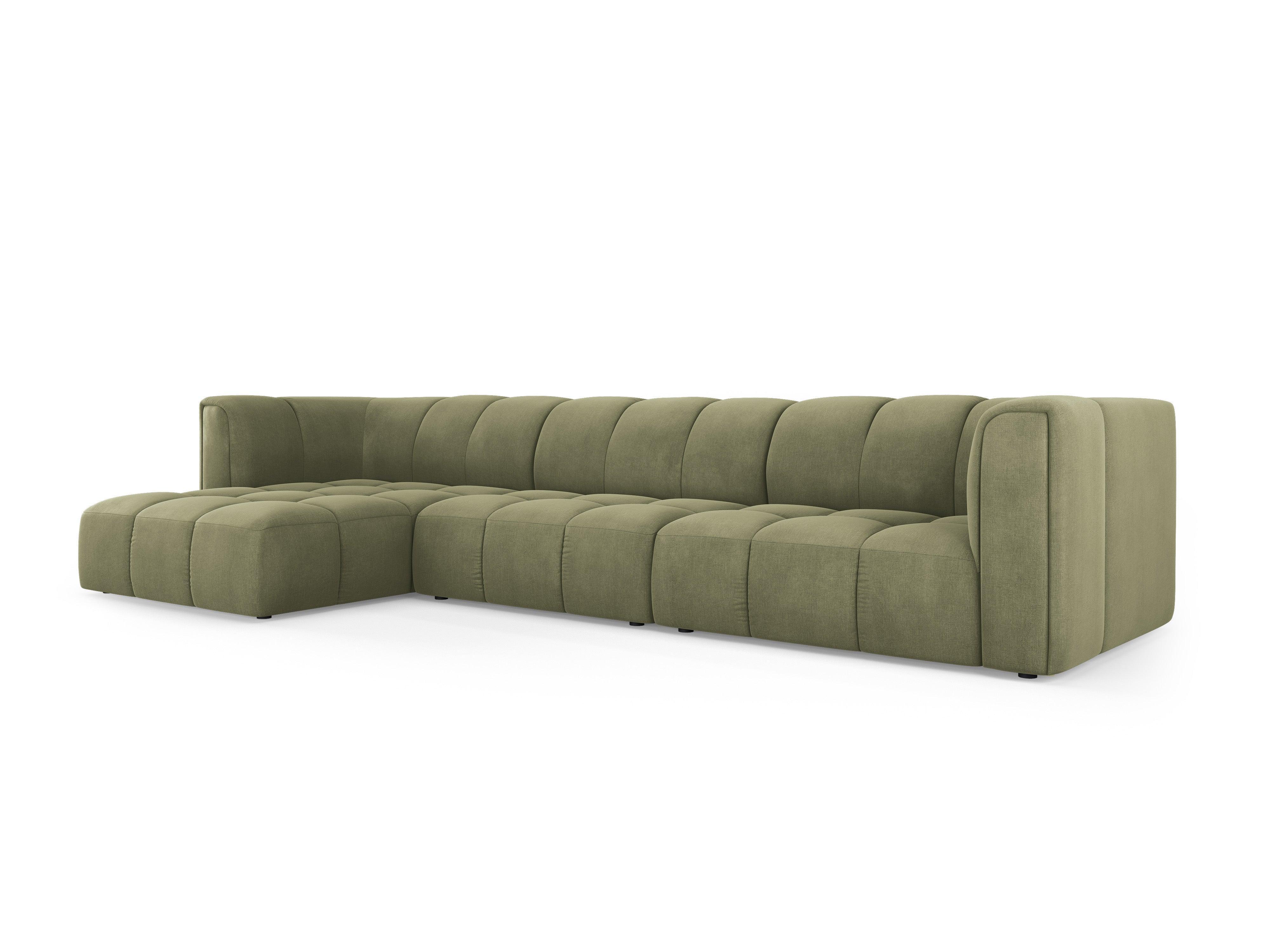 Corner sofa 5 seater left FRANCESCA light green chenille Milo Casa Eye on Design