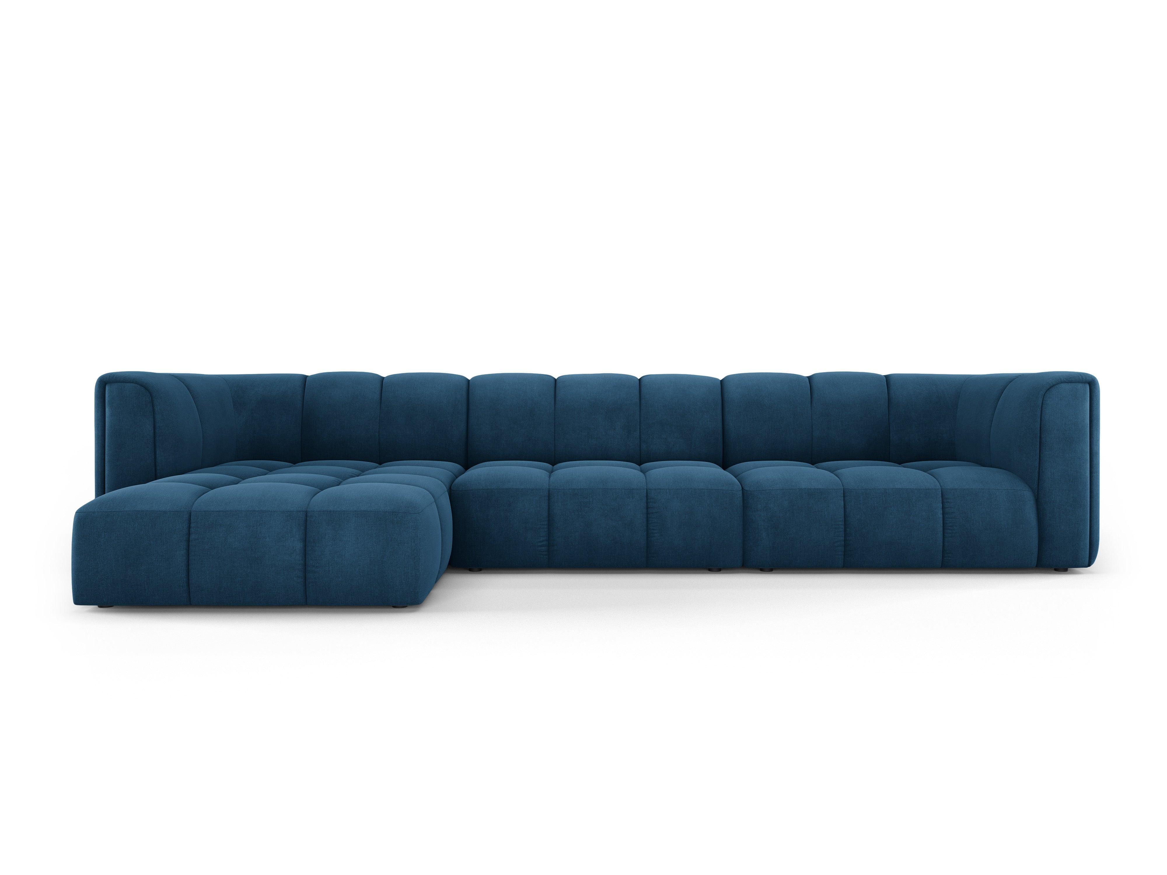 Corner sofa 5 seater left FRANCESCA royal blue chenille Milo Casa Eye on Design