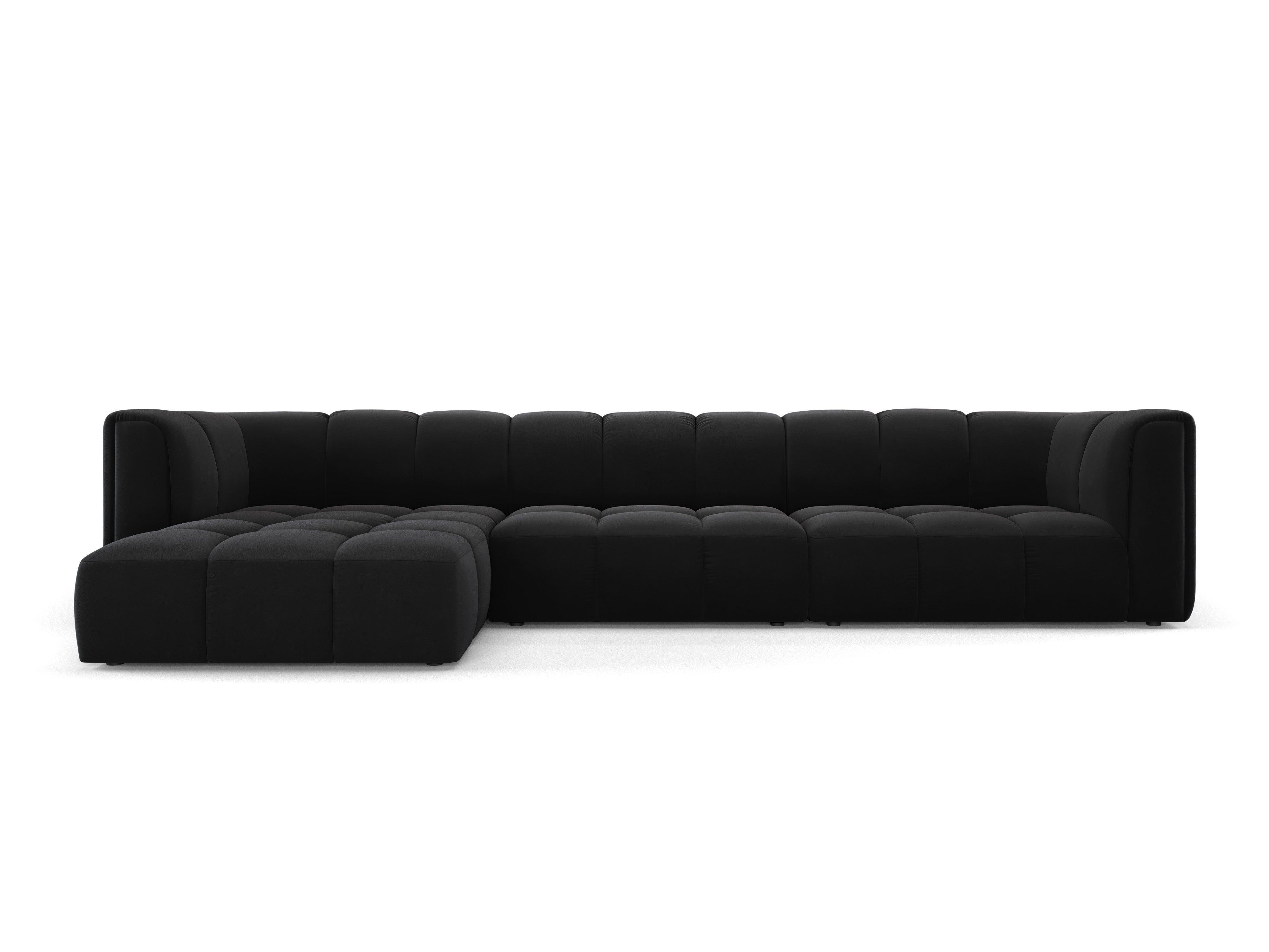 Velvet corner 5 seater left side FRANCESCA black Milo Casa Eye on Design