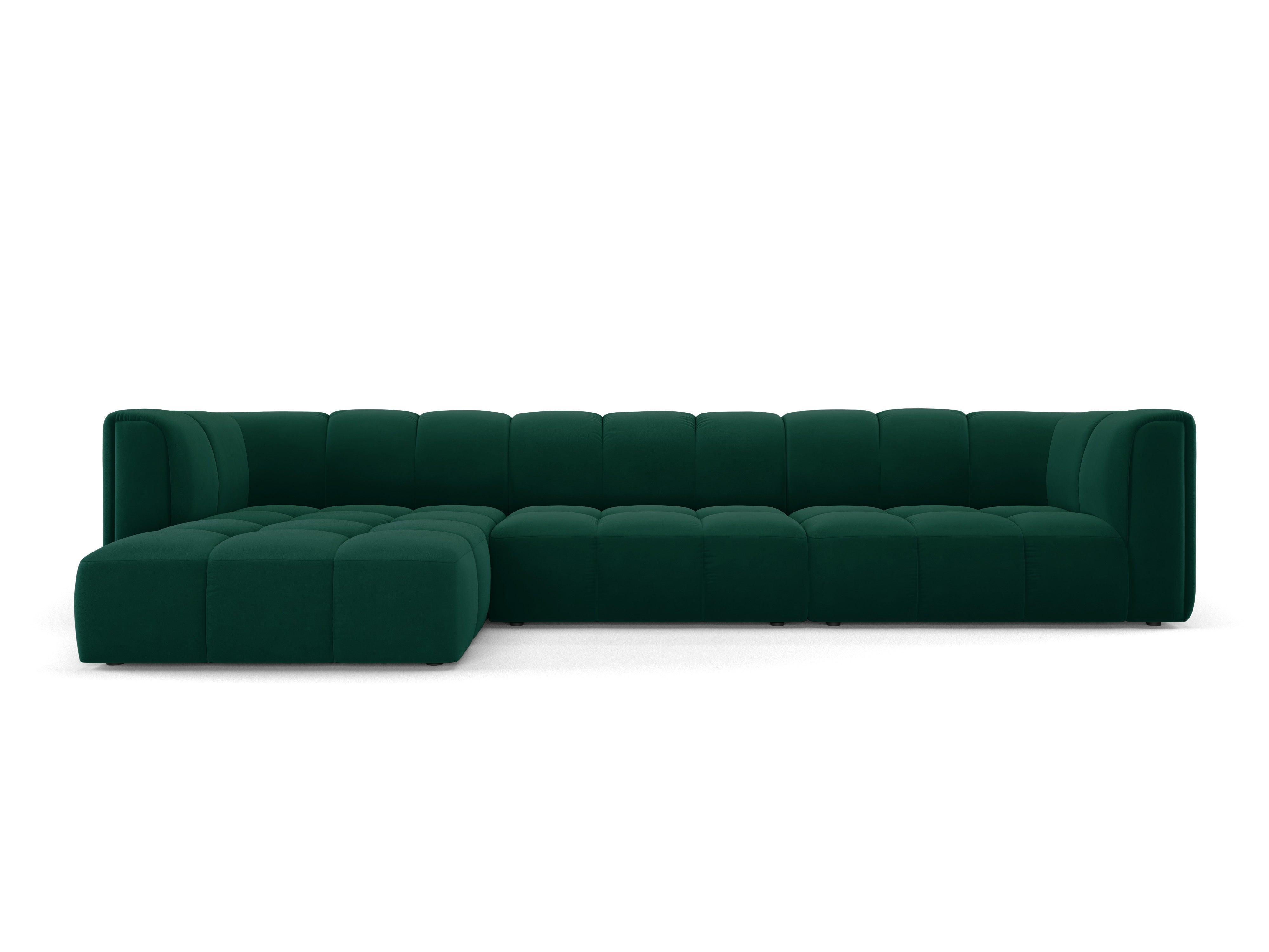 Velvet corner 5 seater left side FRANCESCA bottle green Milo Casa Eye on Design