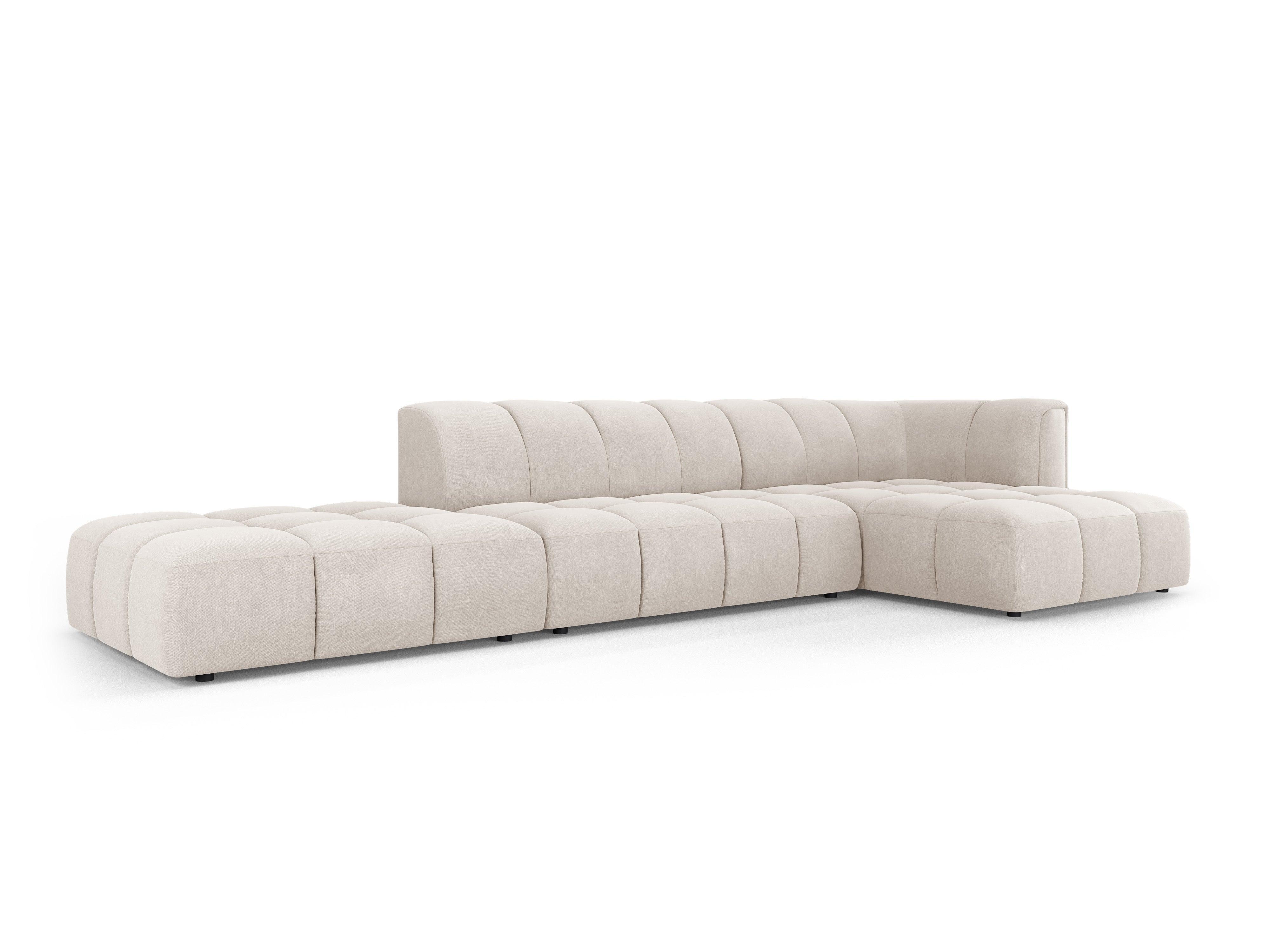 Corner sofa 5-seater right-hand open FRANCESCA beige chenille Milo Casa Eye on Design