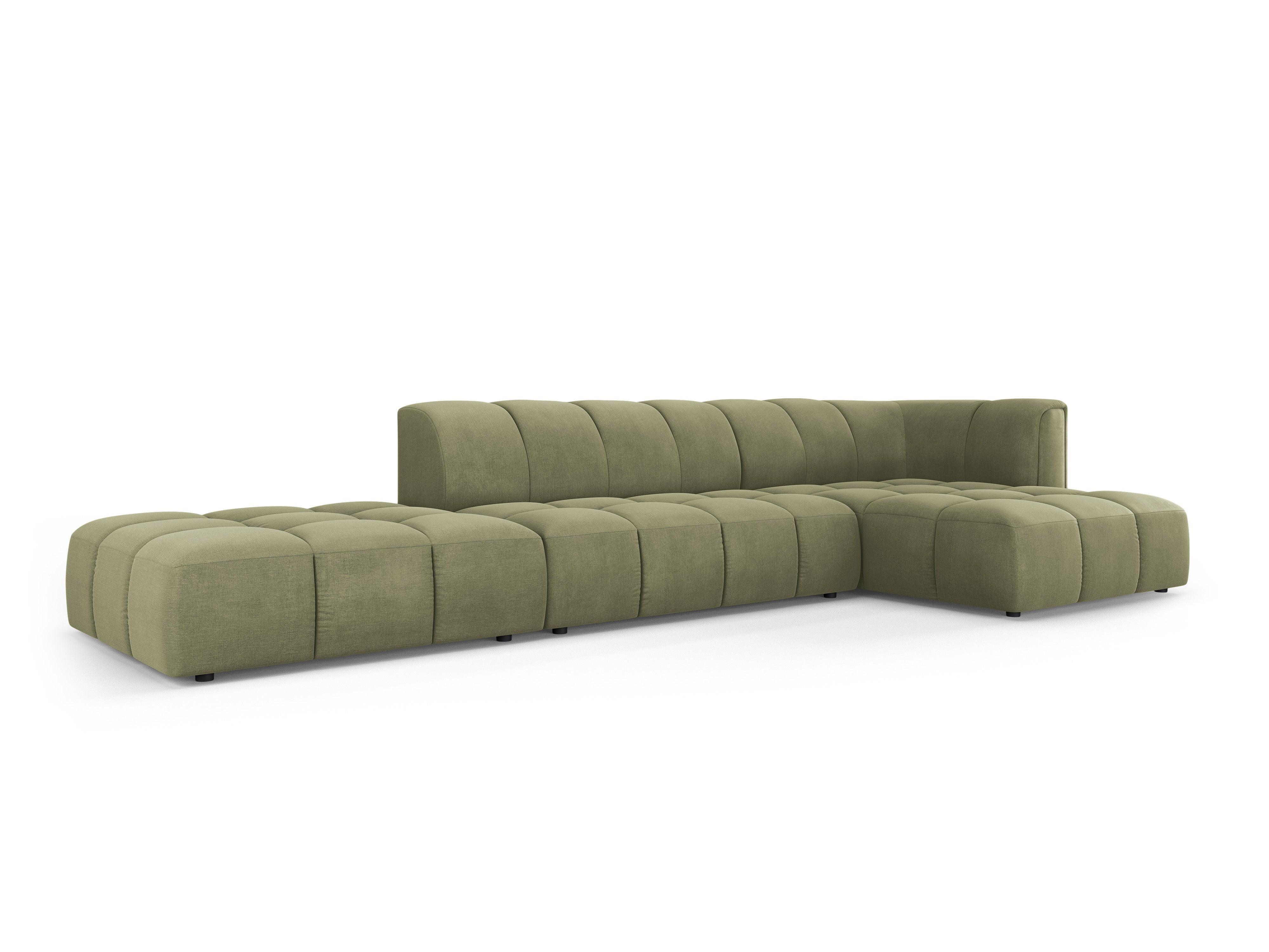 FRANCESCA 5 seater right side open sofa bed light green chenille Milo Casa Eye on Design