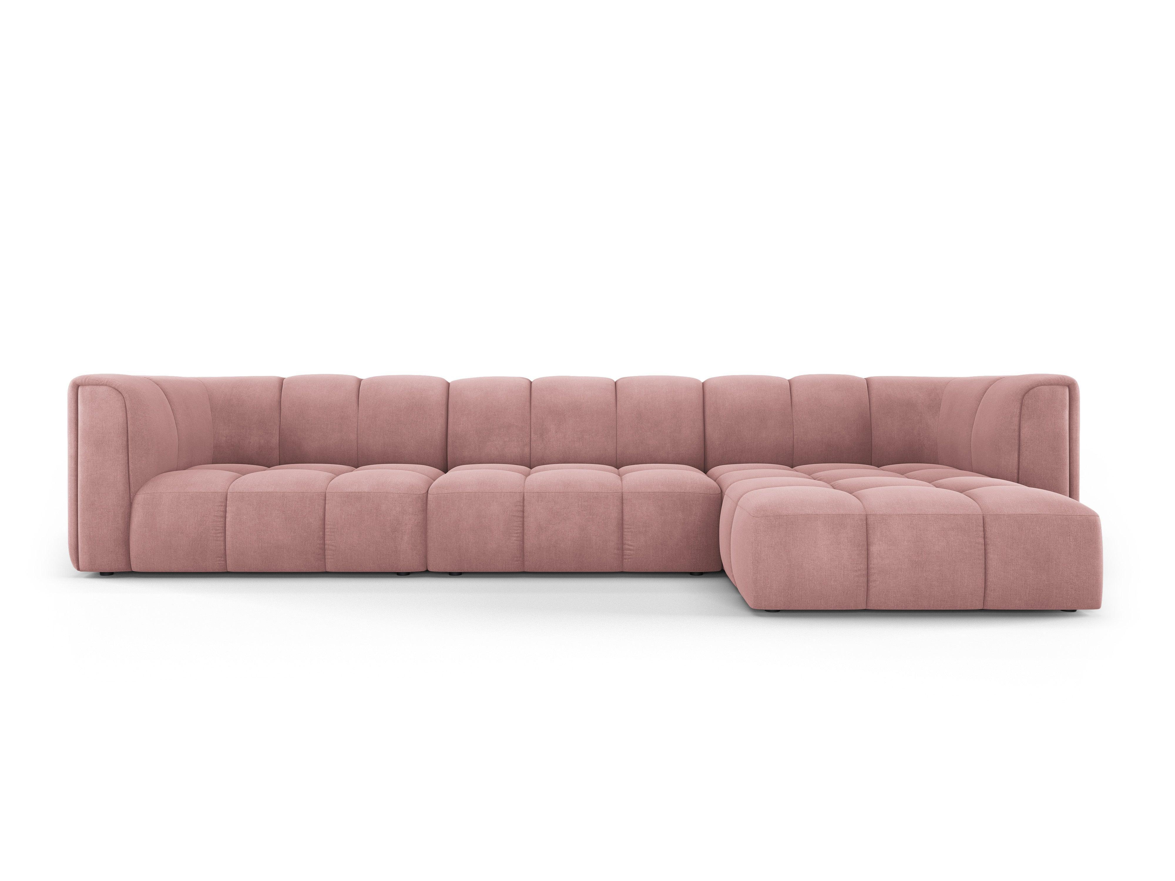 Corner sofa 5 seater right side FRANCESCA pink chenille Milo Casa Eye on Design