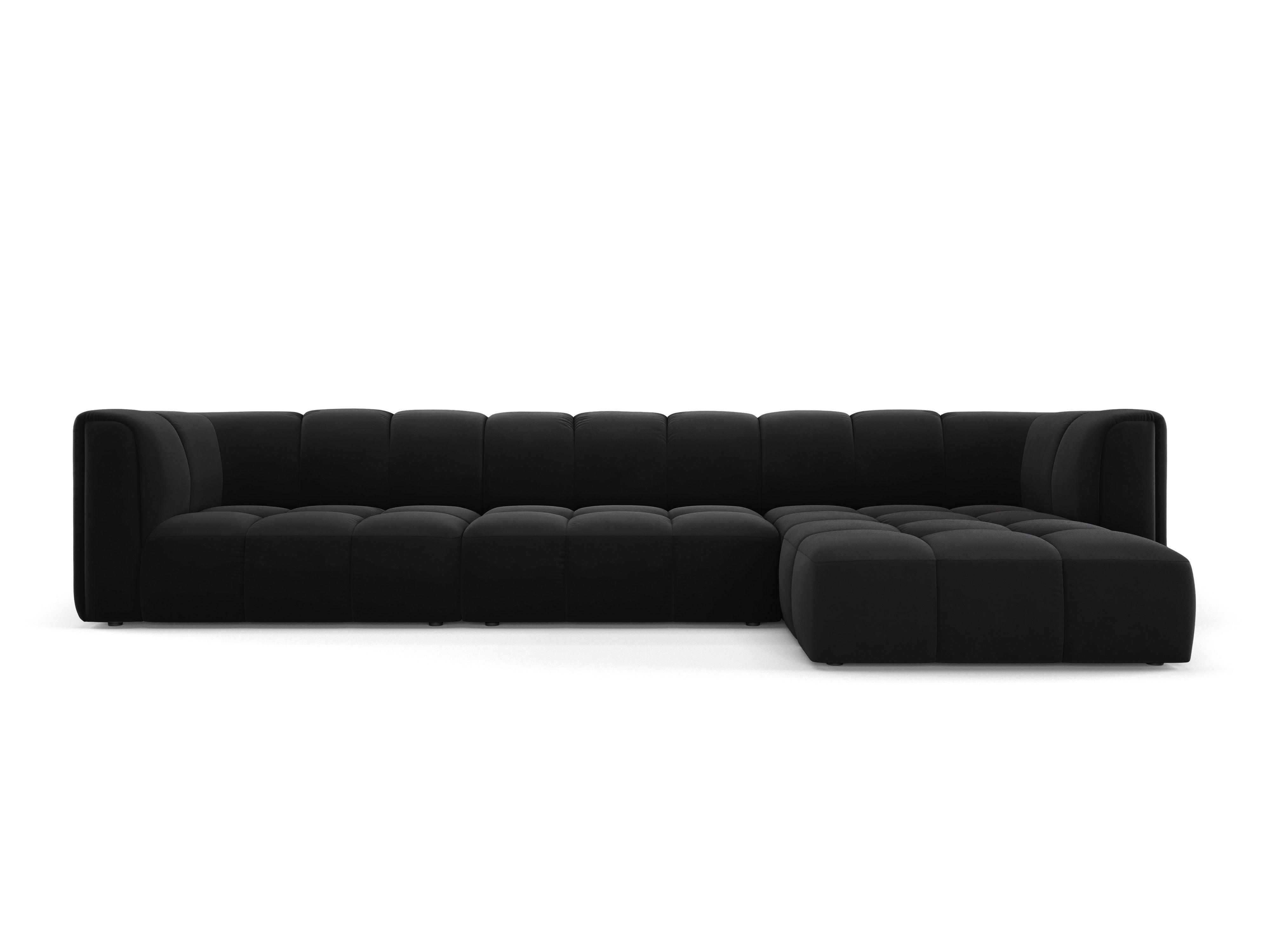 Velvet corner 5 seater right side FRANCESCA black Milo Casa Eye on Design