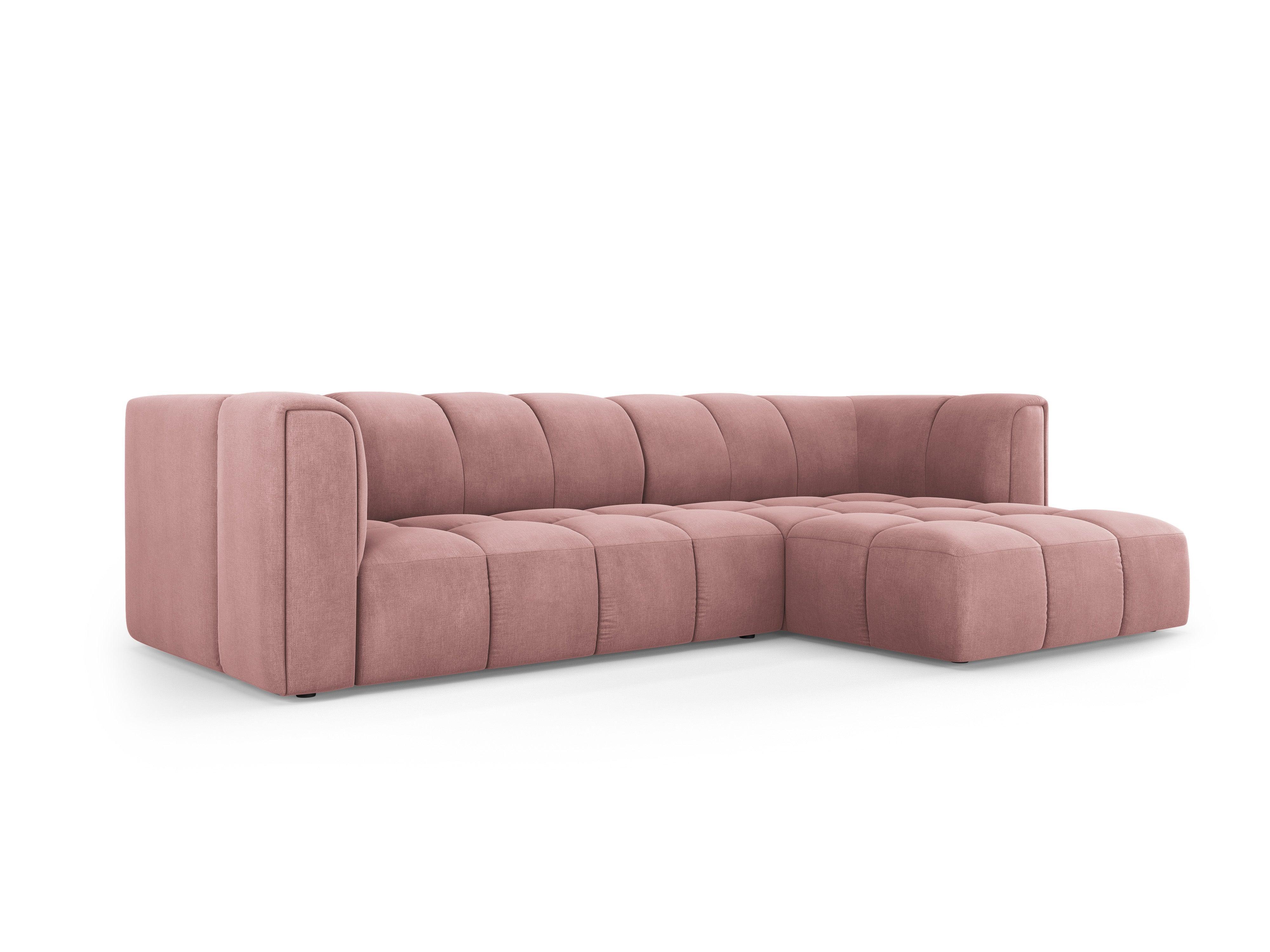 3-seater right-hand corner sofa FRANCESCA pink chenille Milo Casa Eye on Design