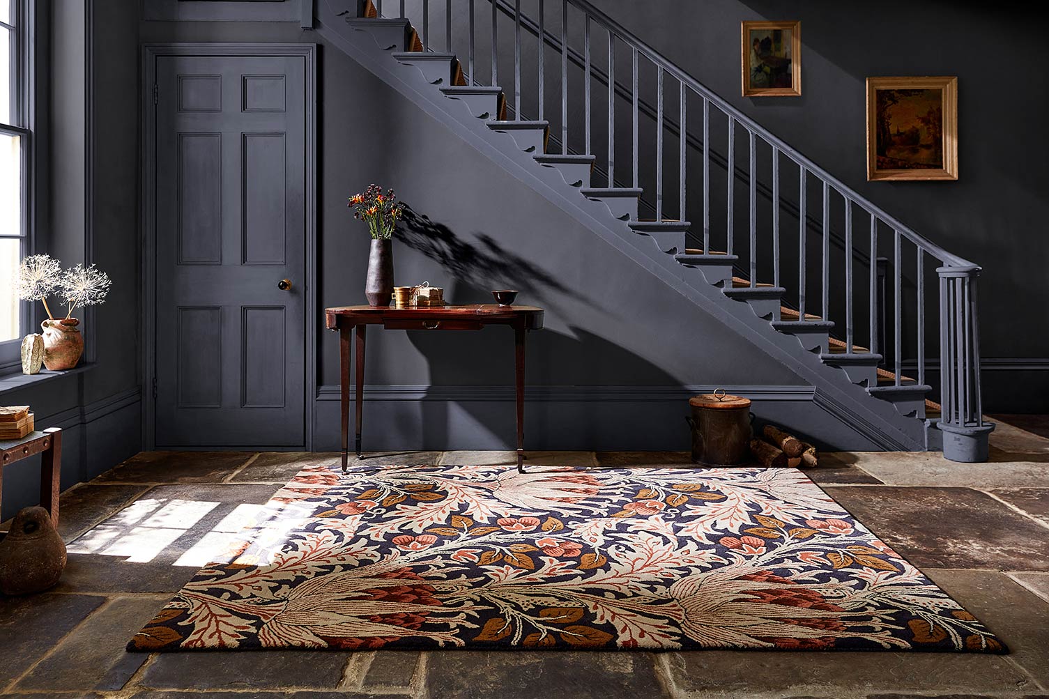 Artichoke rug Amber Charcoal beige-navy blue