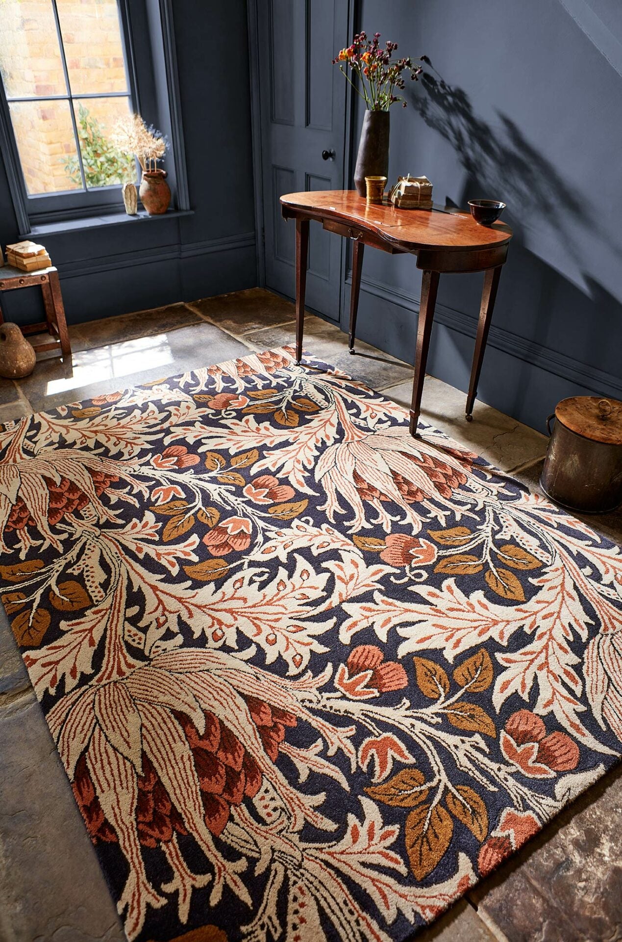 Artichoke rug Amber Charcoal beige-navy blue