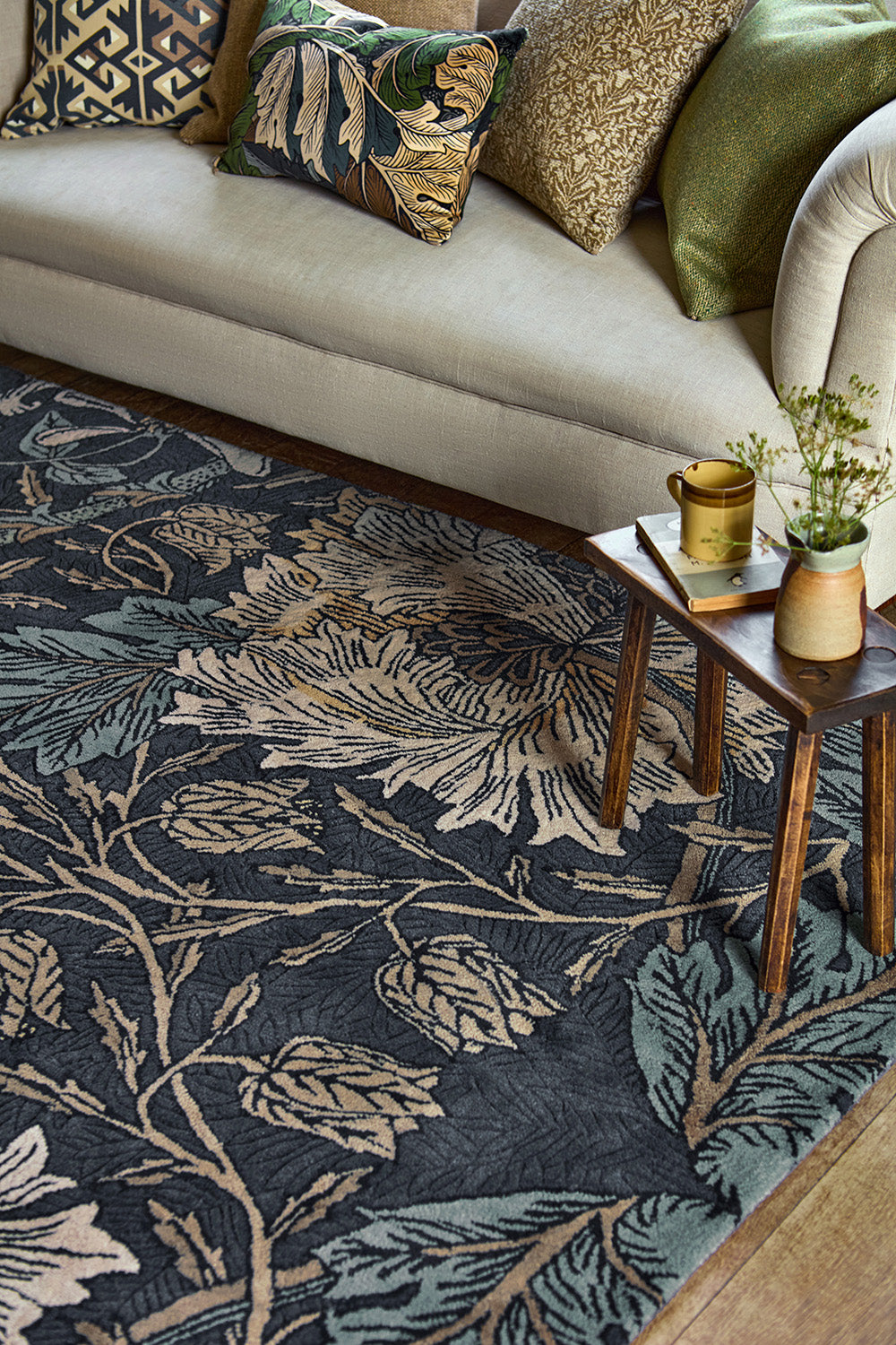 HONEYSUCKLE & TULIP TEAL Carpet Navy Blue