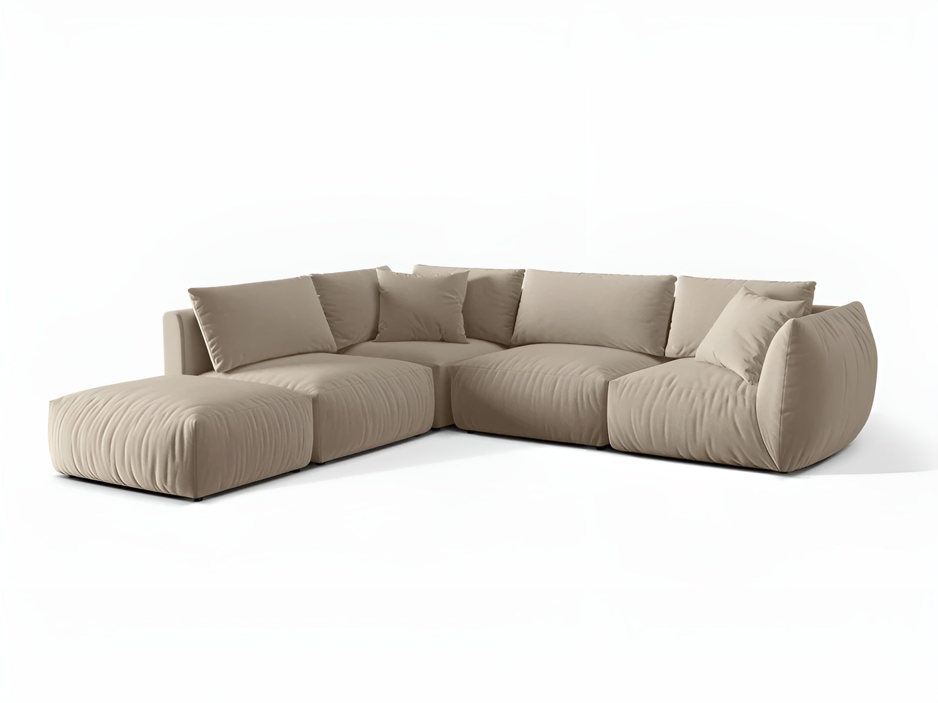 Modulares Samtsofa für 4 Personen, linksseitig CHRIS ecru