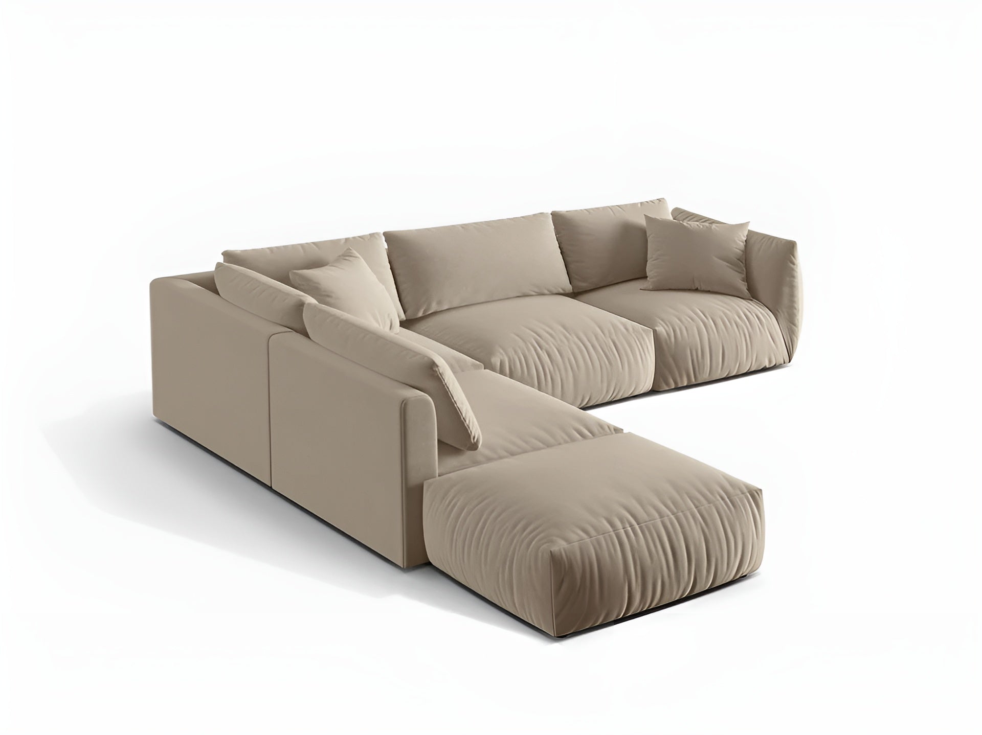 Modulares Samtsofa für 4 Personen, linksseitig CHRIS ecru