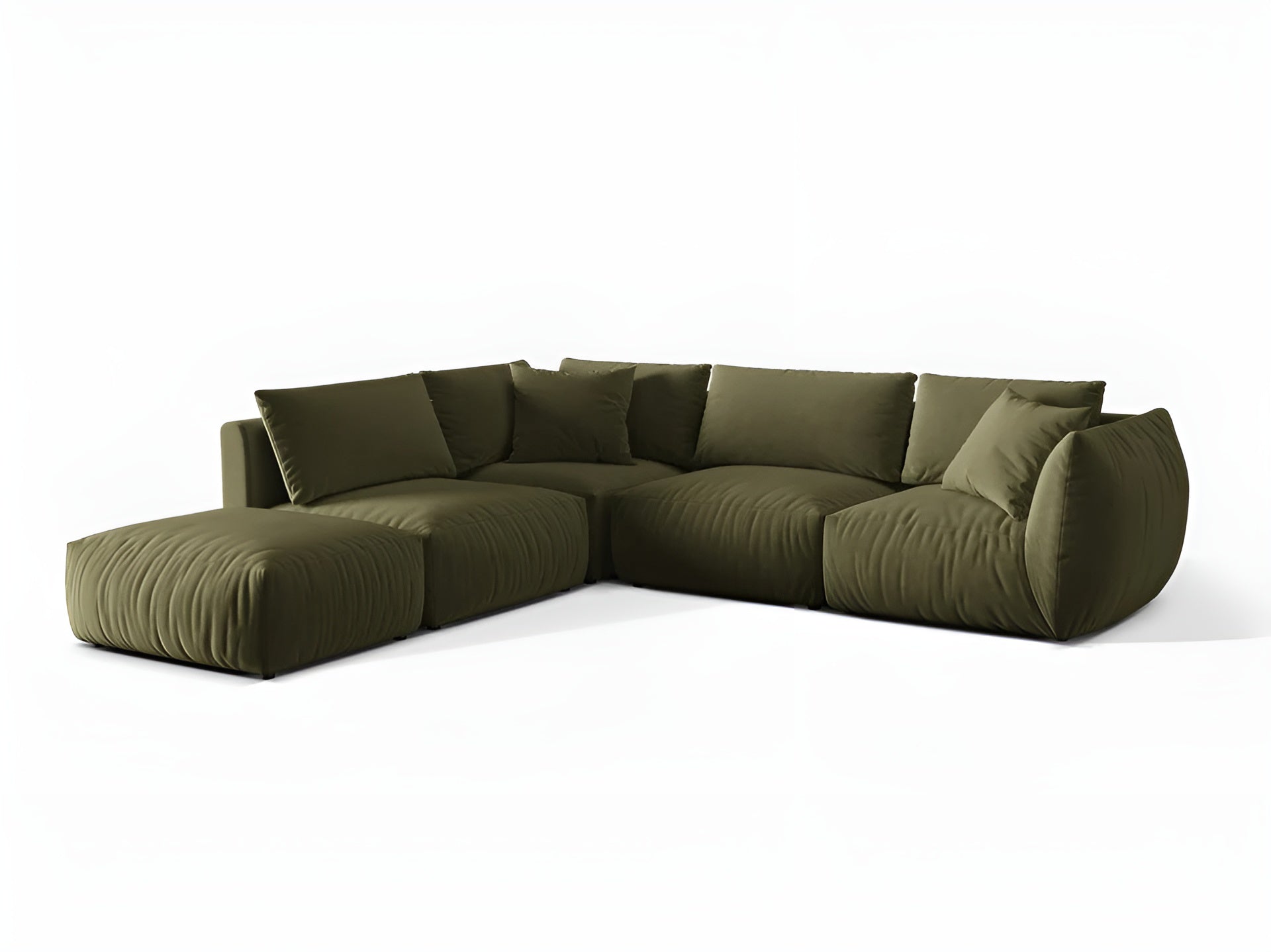 Modulares Samtsofa für 4 Personen, linksseitig, CHRIS in Hellgrün