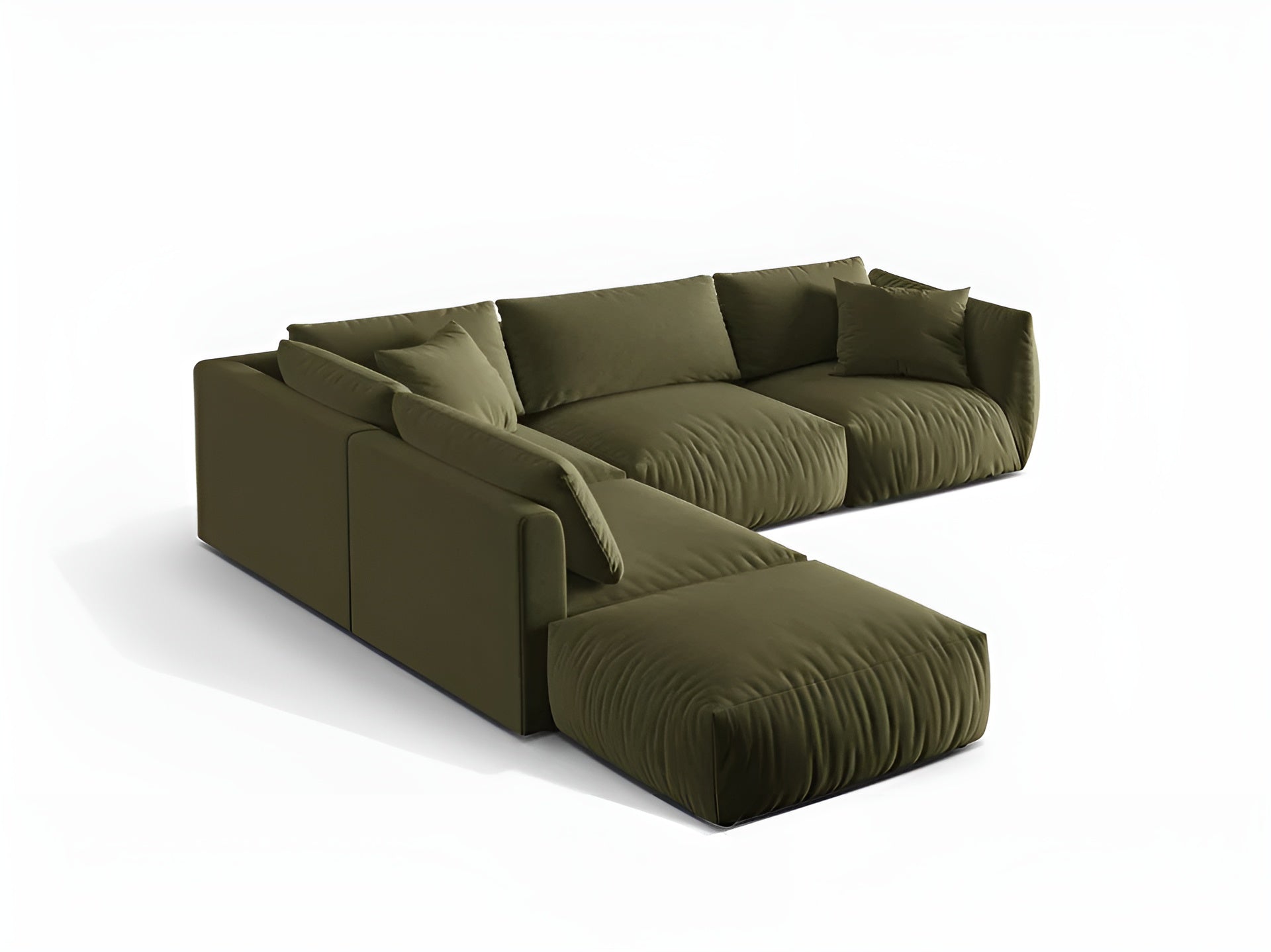 Modulares Samtsofa für 4 Personen, linksseitig, CHRIS in Hellgrün