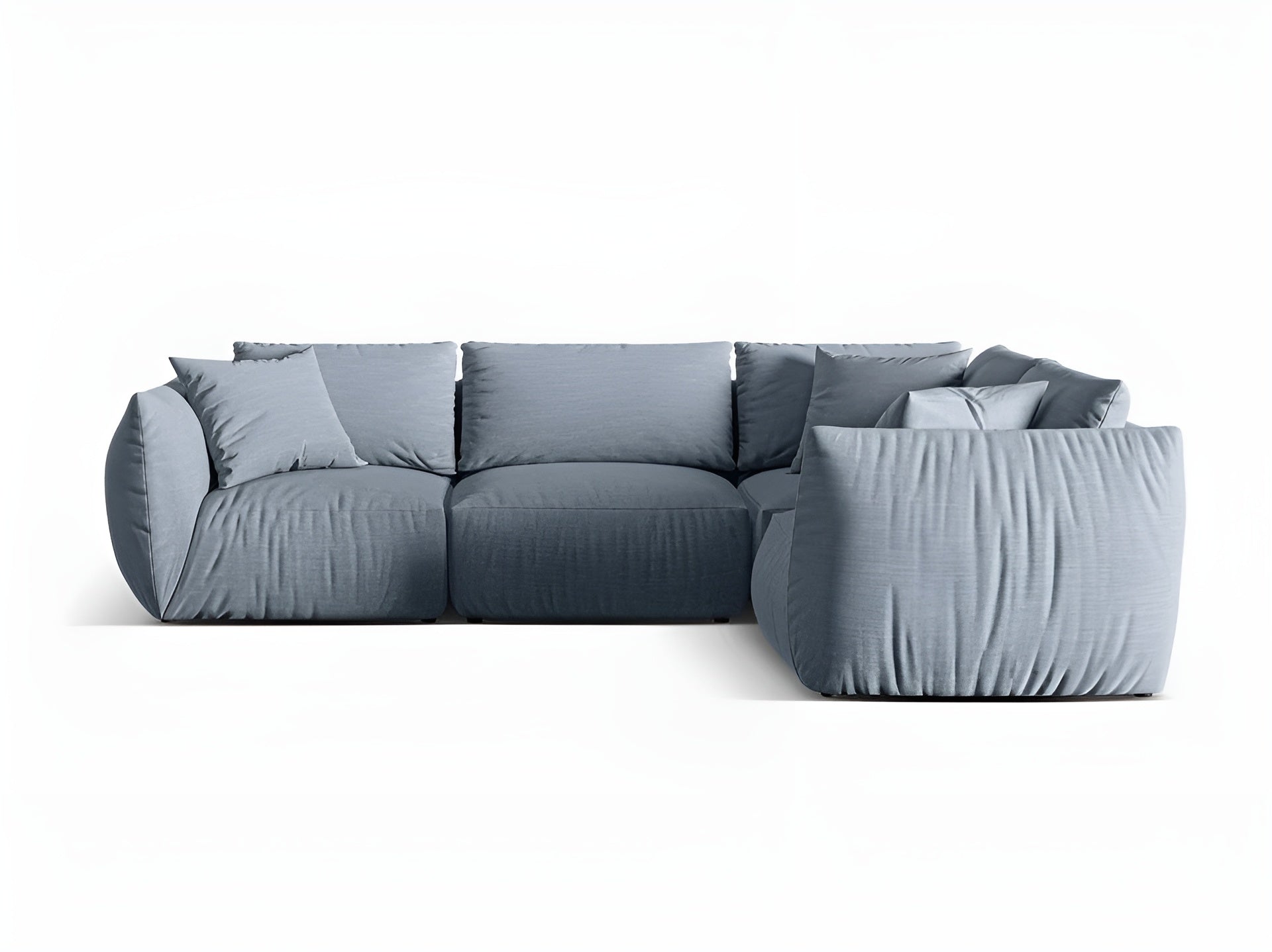 4-sitziges, rechtsseitiges Ecksofa CHRIS in hellblauem Chenille