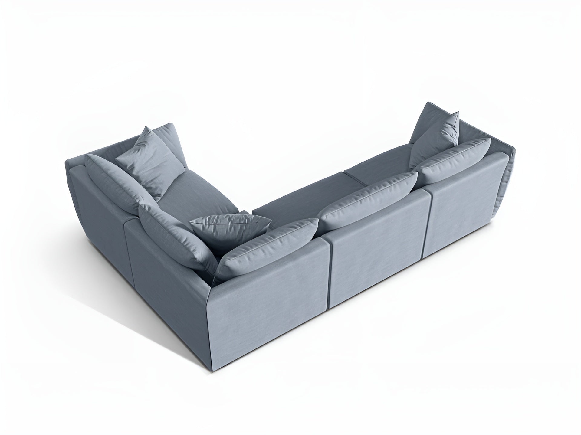4-sitziges, rechtsseitiges Ecksofa CHRIS in hellblauem Chenille