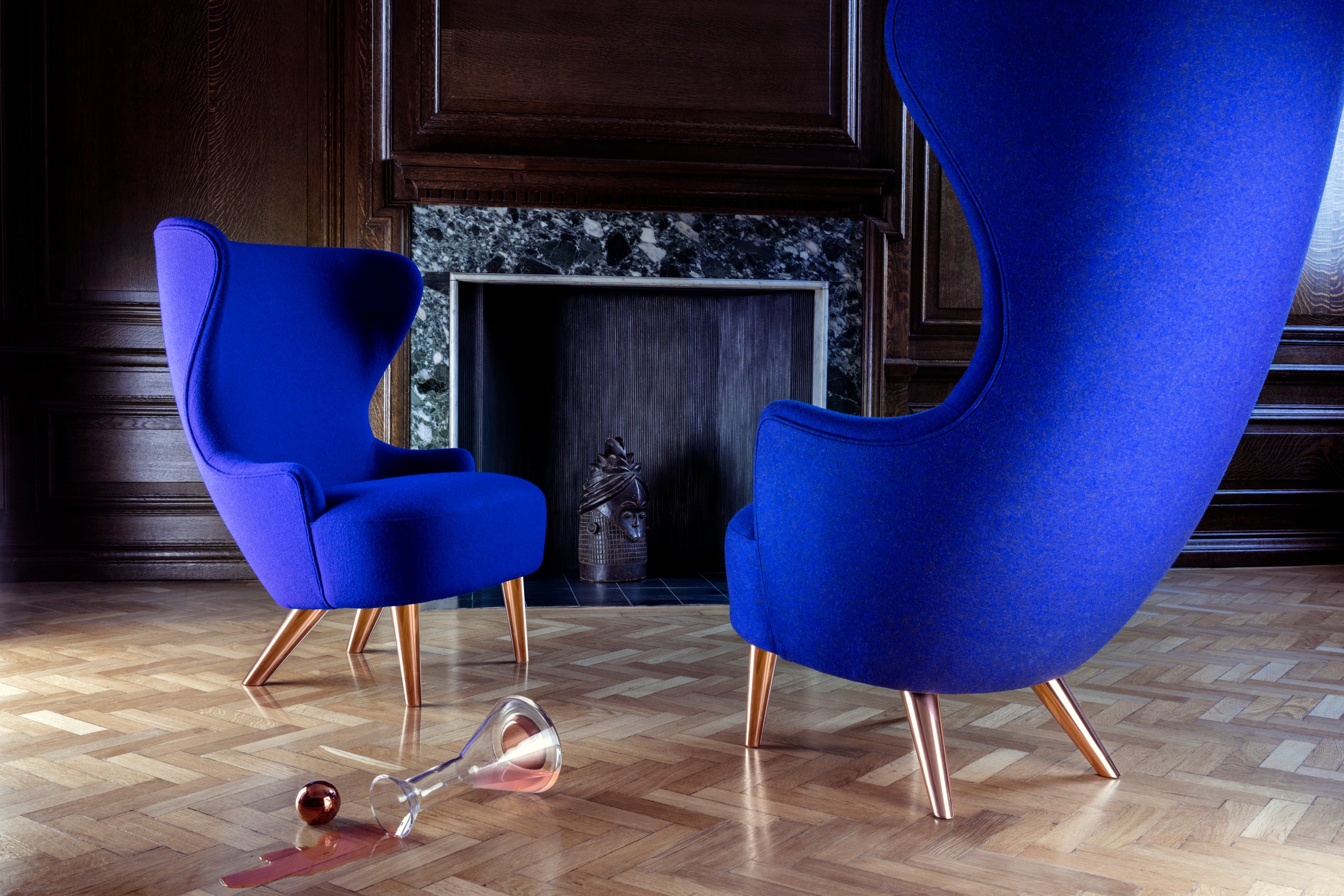 Upholstered wingback armchair