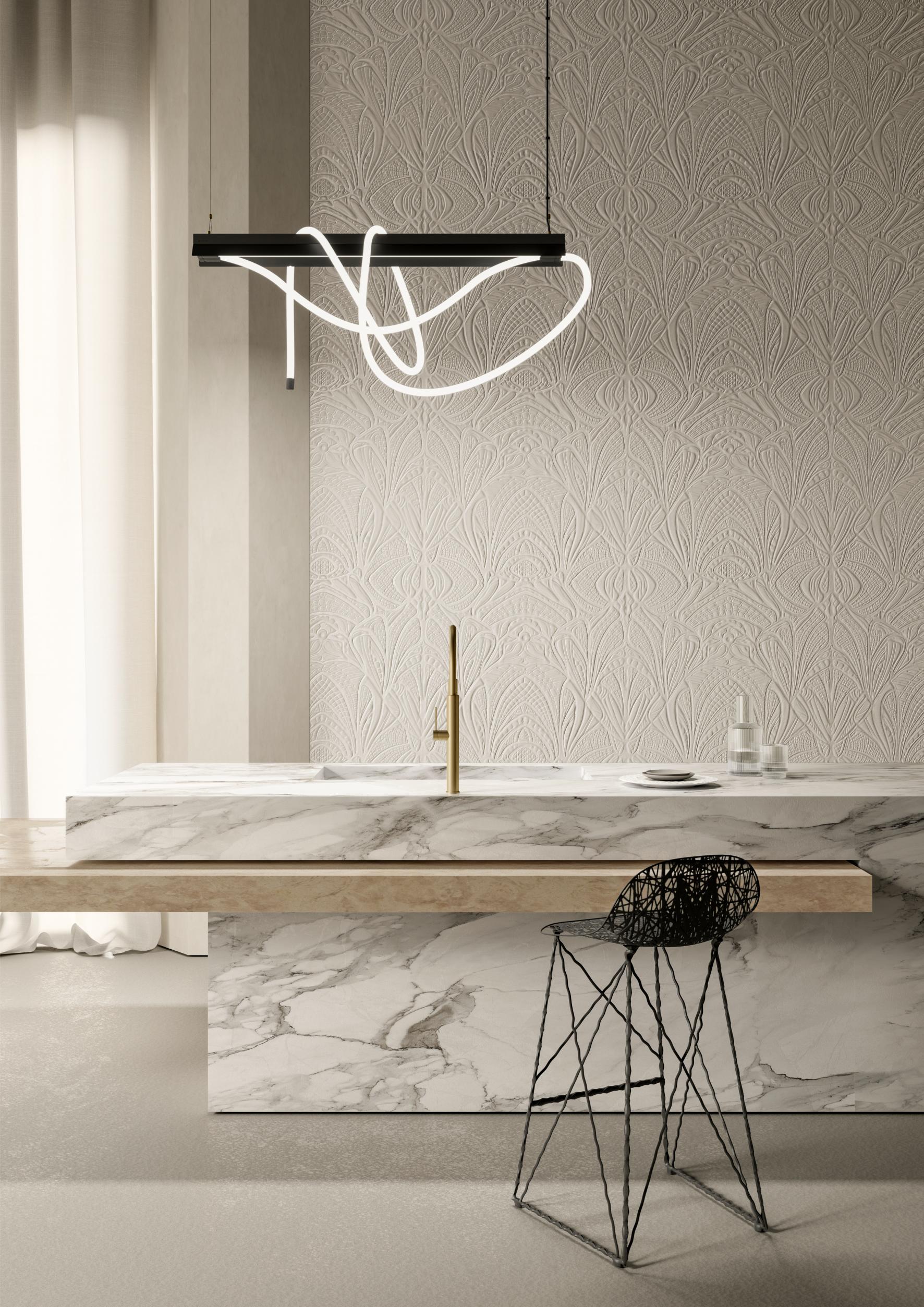 3D Boucle Textile Wallpaper LACY LONGLEGS Dark Beige