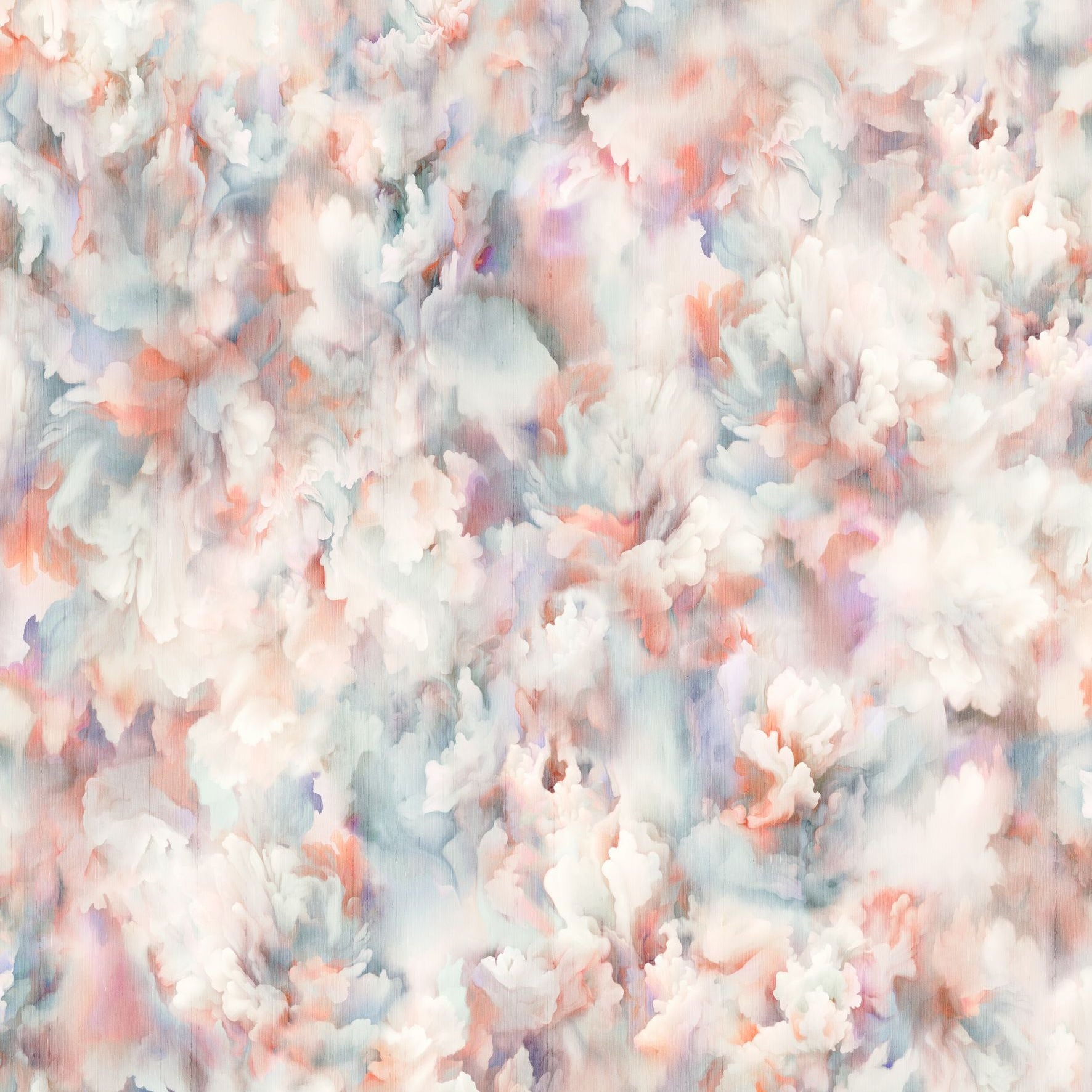 Silk textile wallpaper with a flower petal motif SILK BOMBIS pink with blue