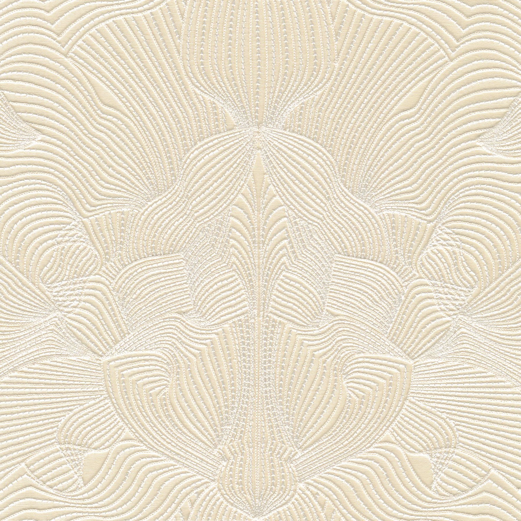 Textile wallpaper with an abstract pattern embroidered with a moiré effect TECHNO BEE EMBROIDERED ivory