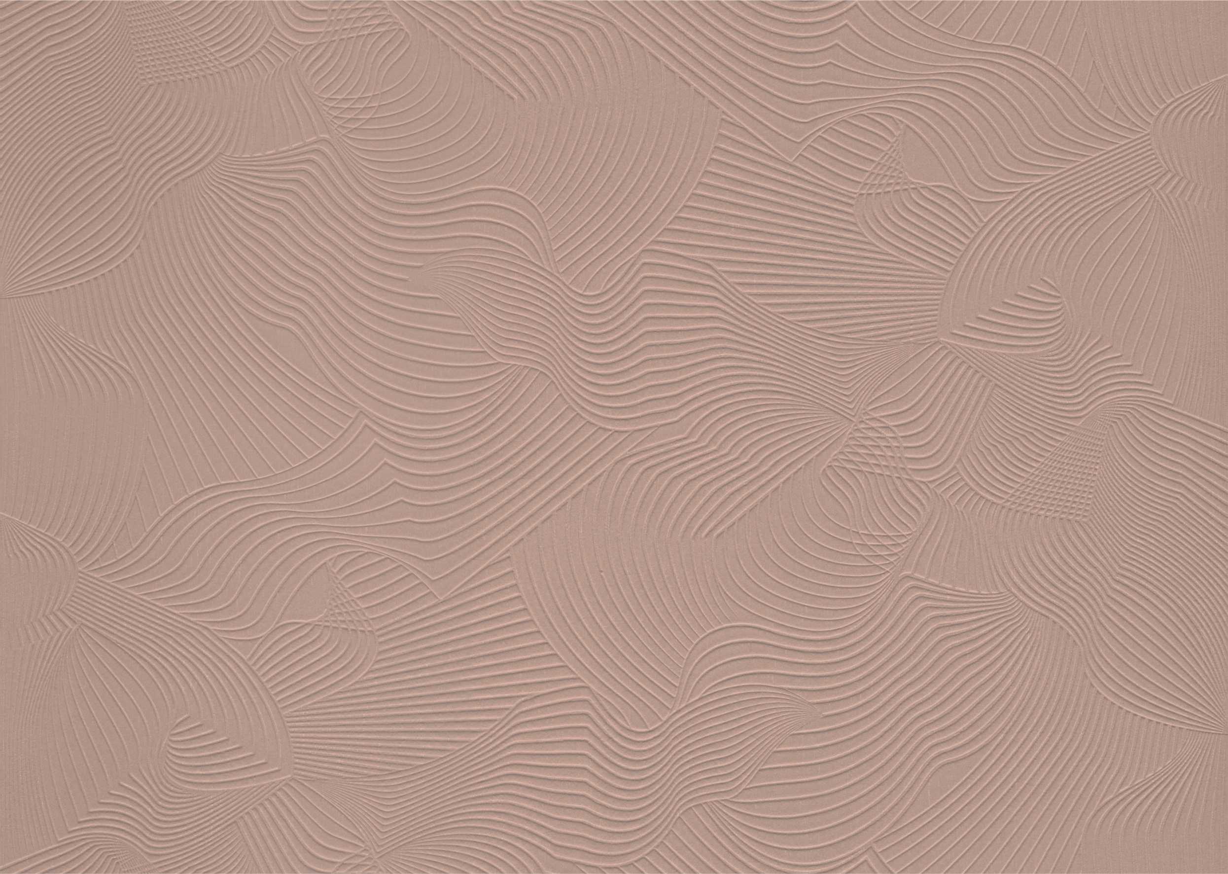 Textile wallpaper with an abstract moiré pattern TECHNO BEE in muted pink